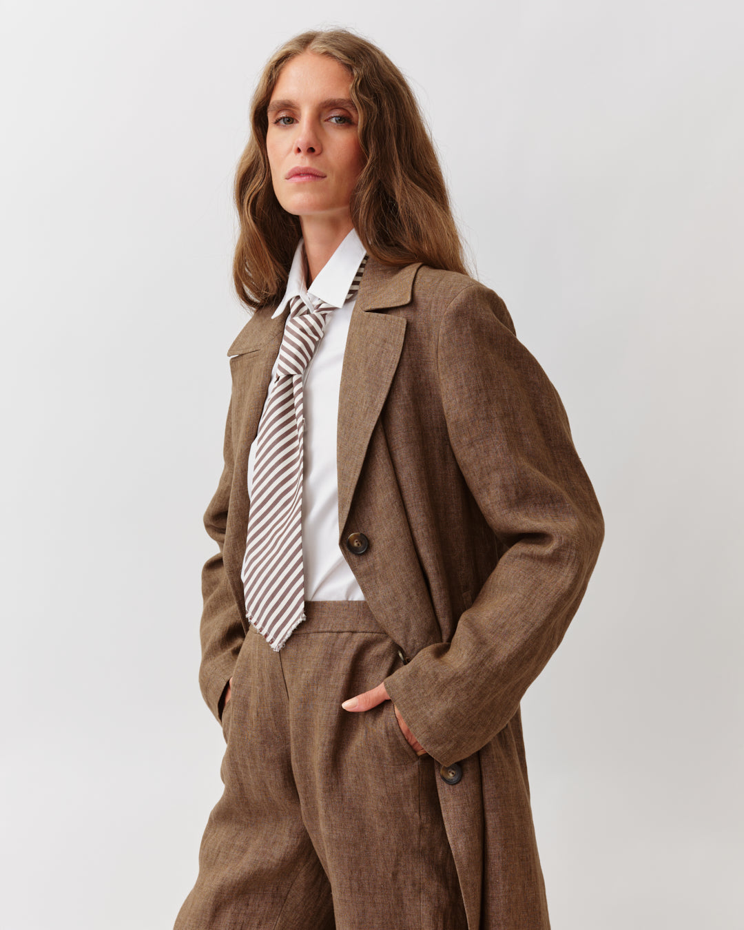 DIEGA MARTIO manteau long droit camel