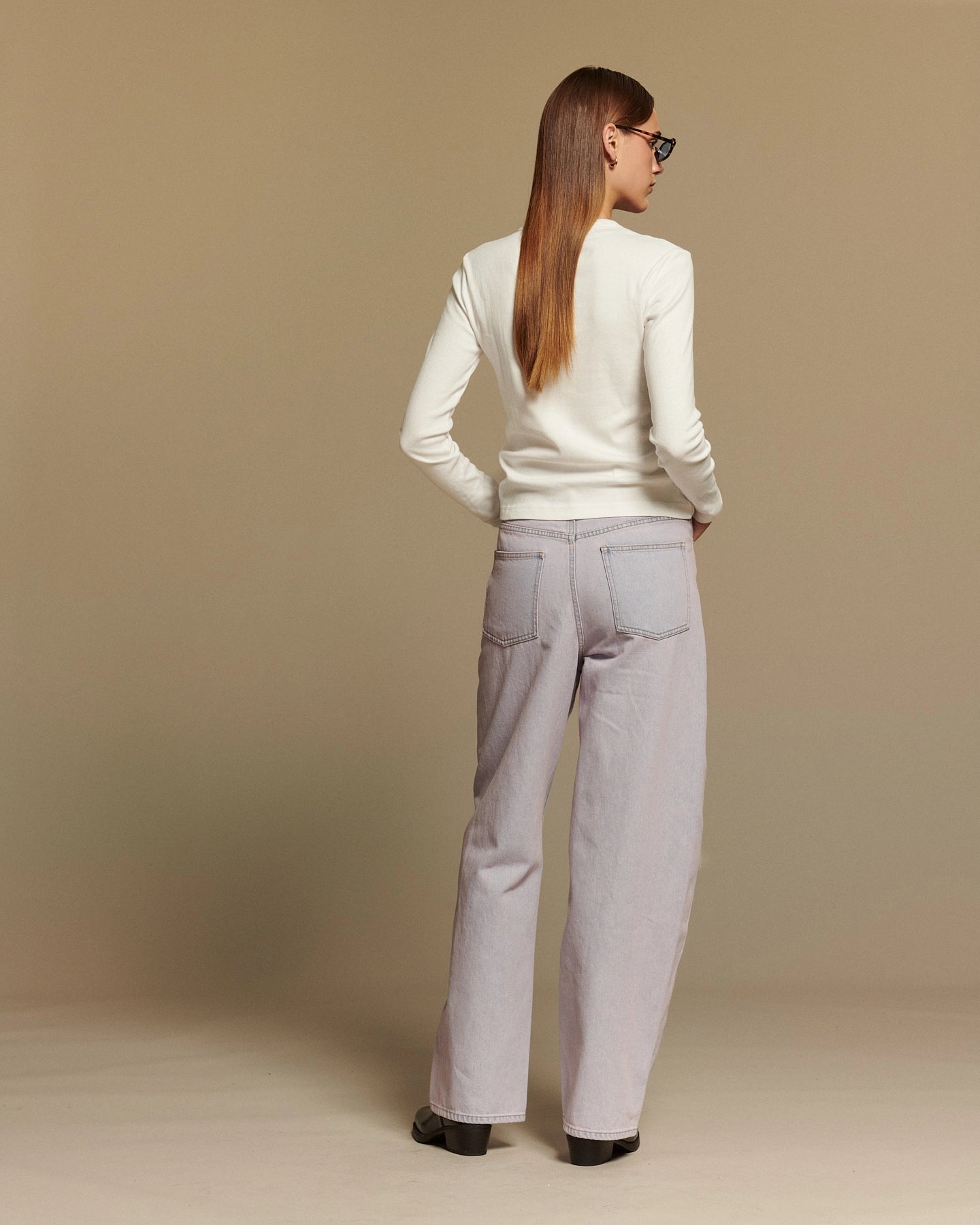 Labdip Ross jean droit large powder rose coton
