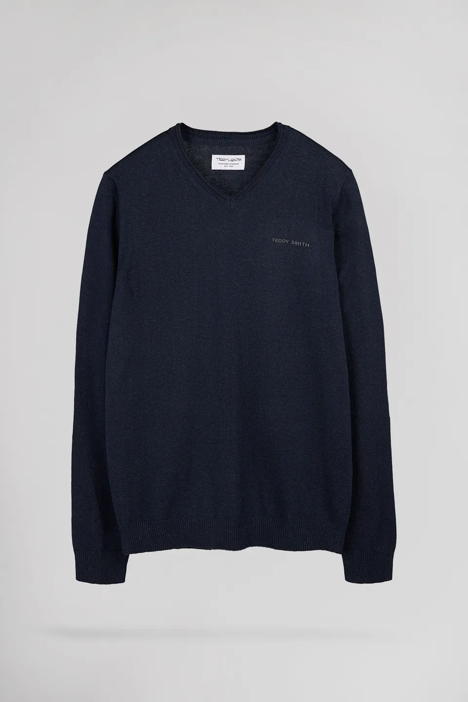 Teddy Smith PULSER 4 TOTAL NAVY CHINE pull homme col V