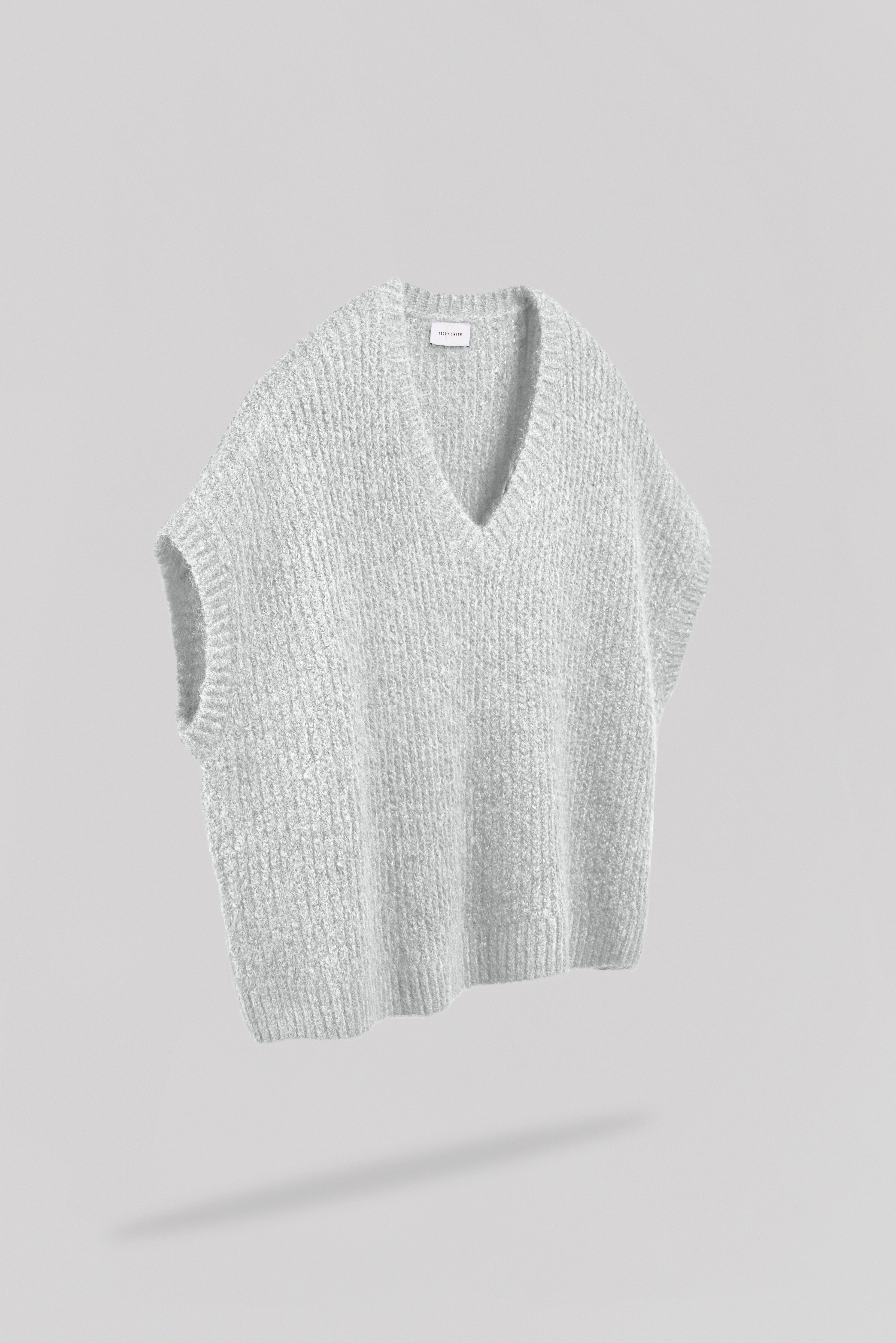 Teddy Smith P-Malia pull sans manches femme gris chiné fluffy