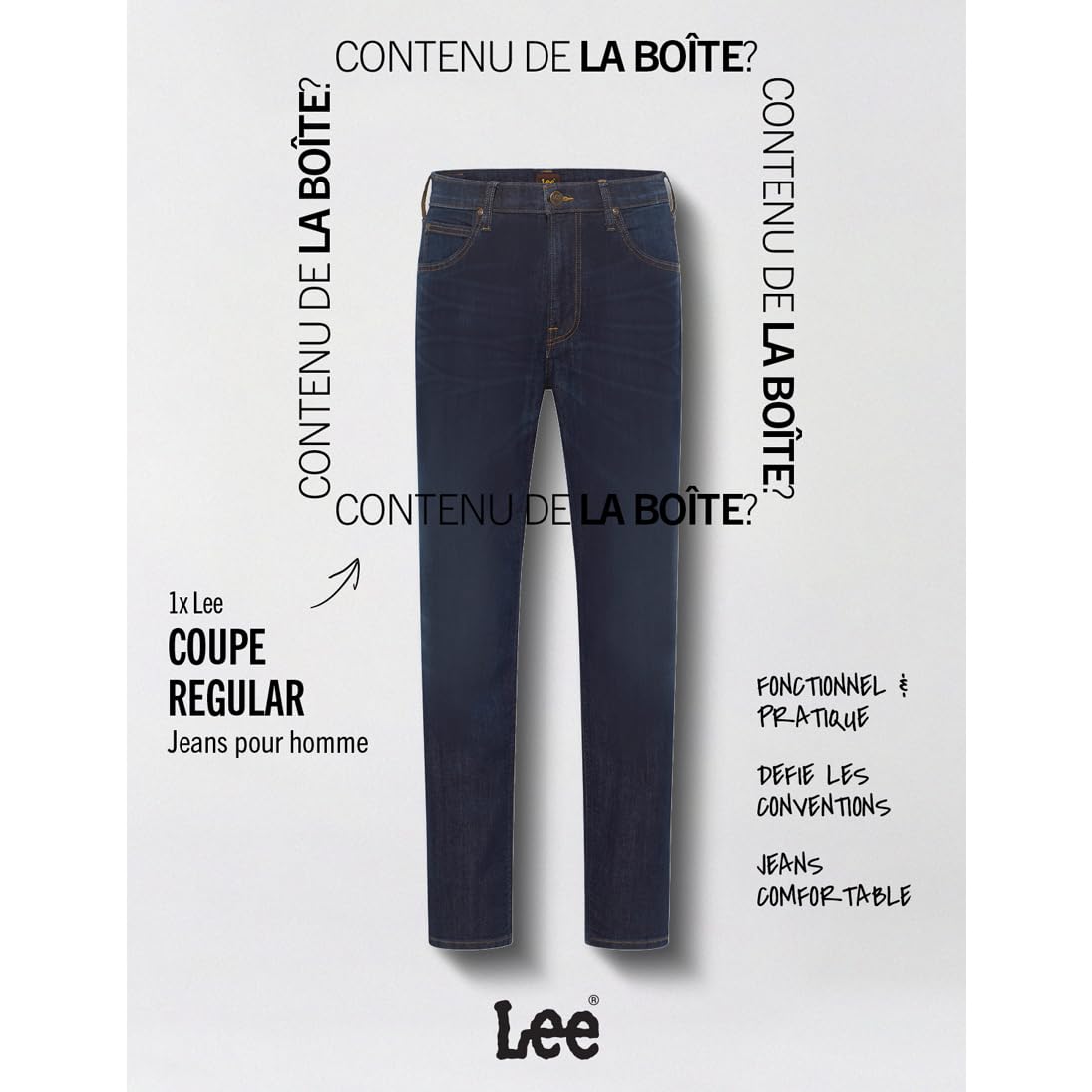 Lee Daren Zip Fly jean homme droit Rinse 32W/32L
