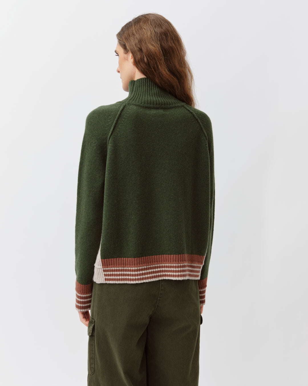 DIEGA PALIAMO pull kaki écru camel maille hiver