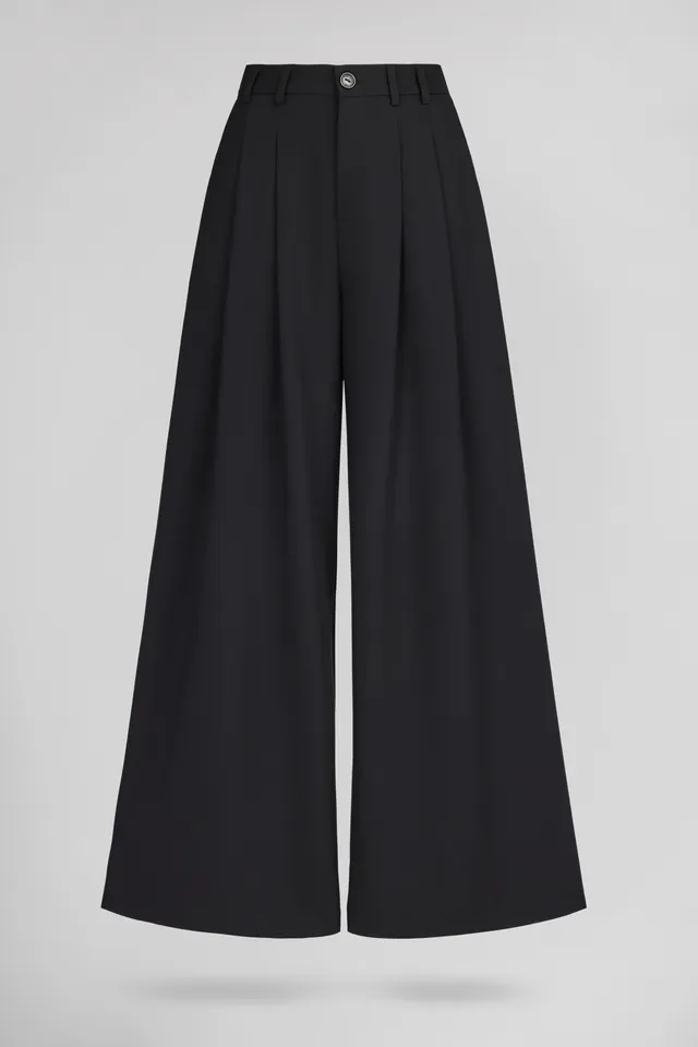 Teddy Smith P-Miley pantalon wide leg noir taille haute