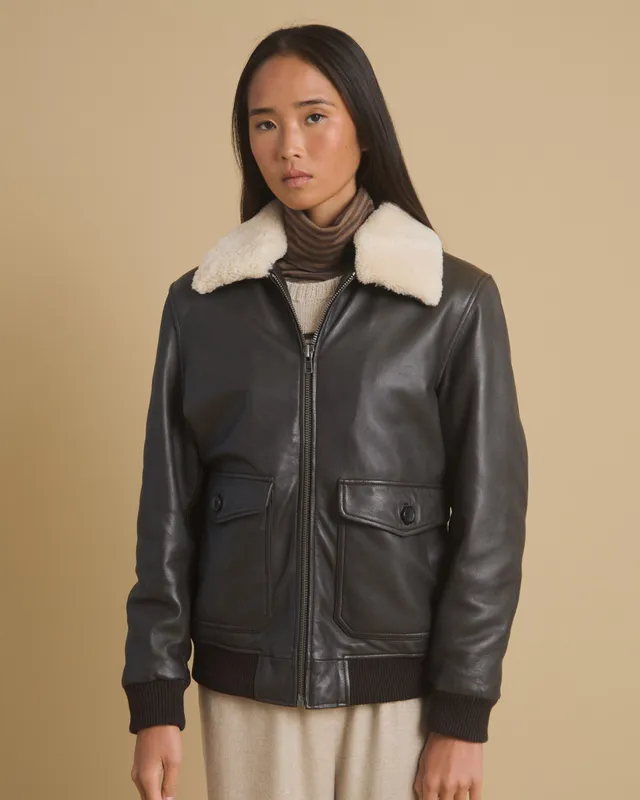 DIEGA Bombero blouson aviateur cuir chocolat