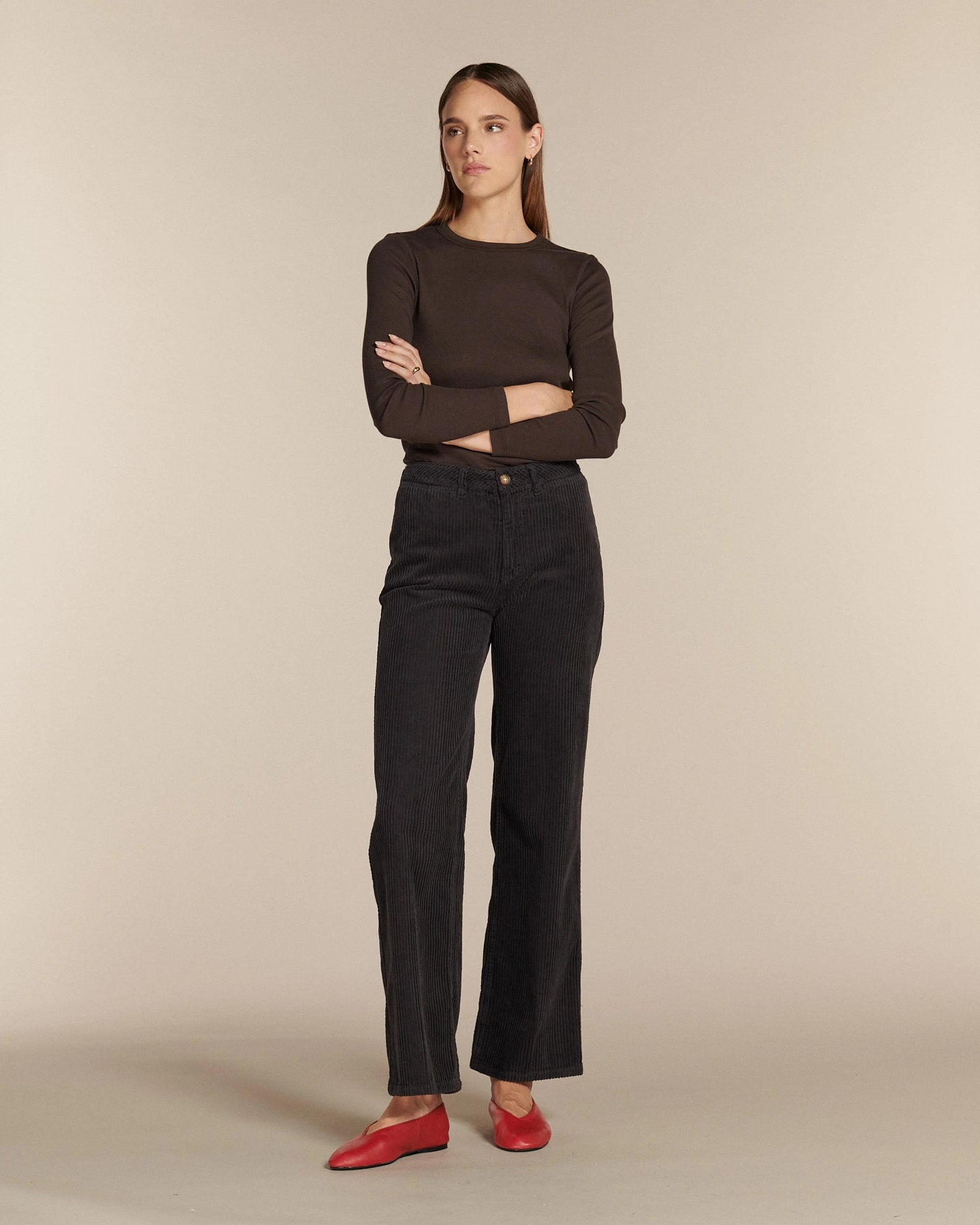 Labdip Swann Trendy Corduroy Truffle pantalon velours taille haute