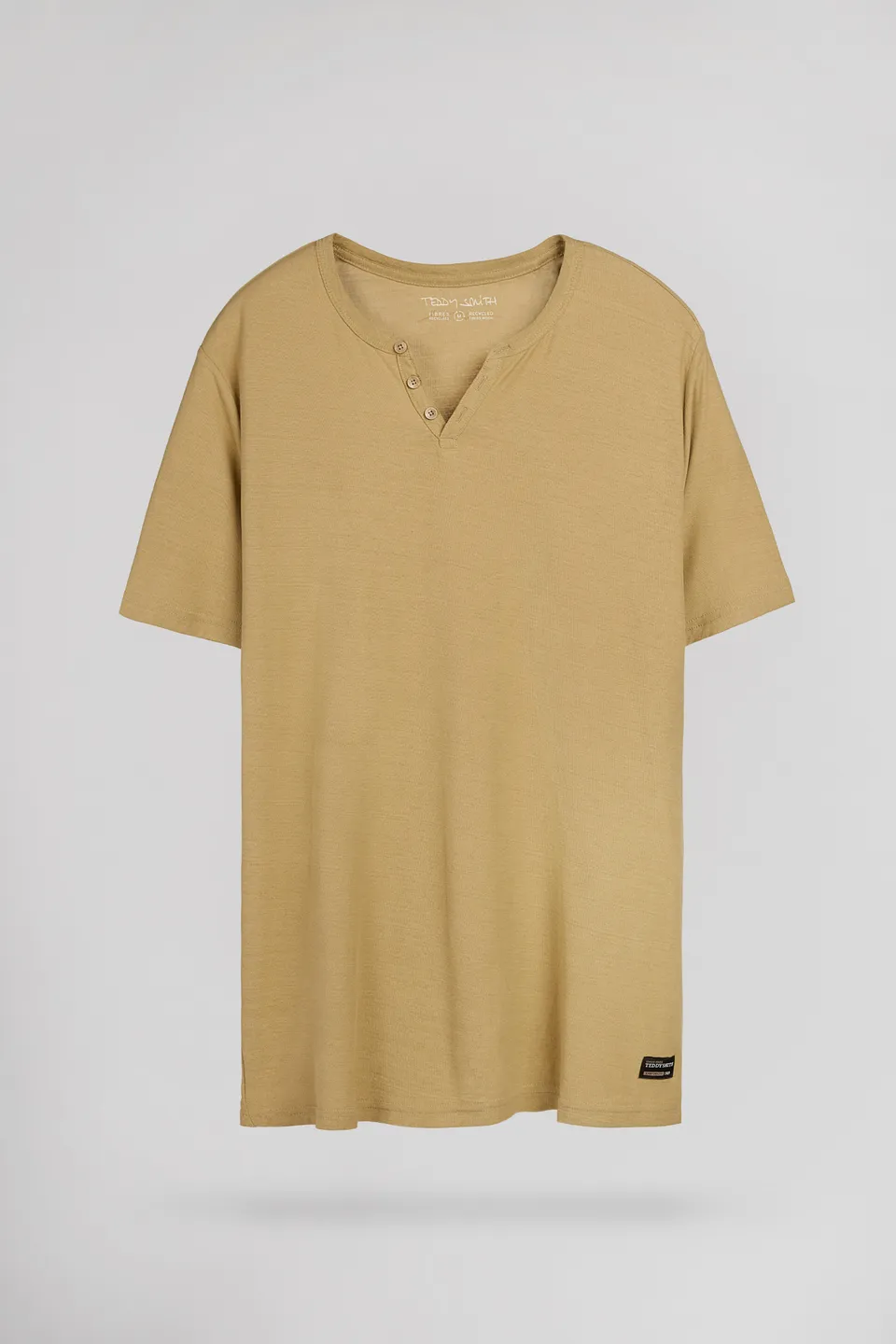 Teddy Smith T-Gabriel MC t-shirt homme beige col fendu