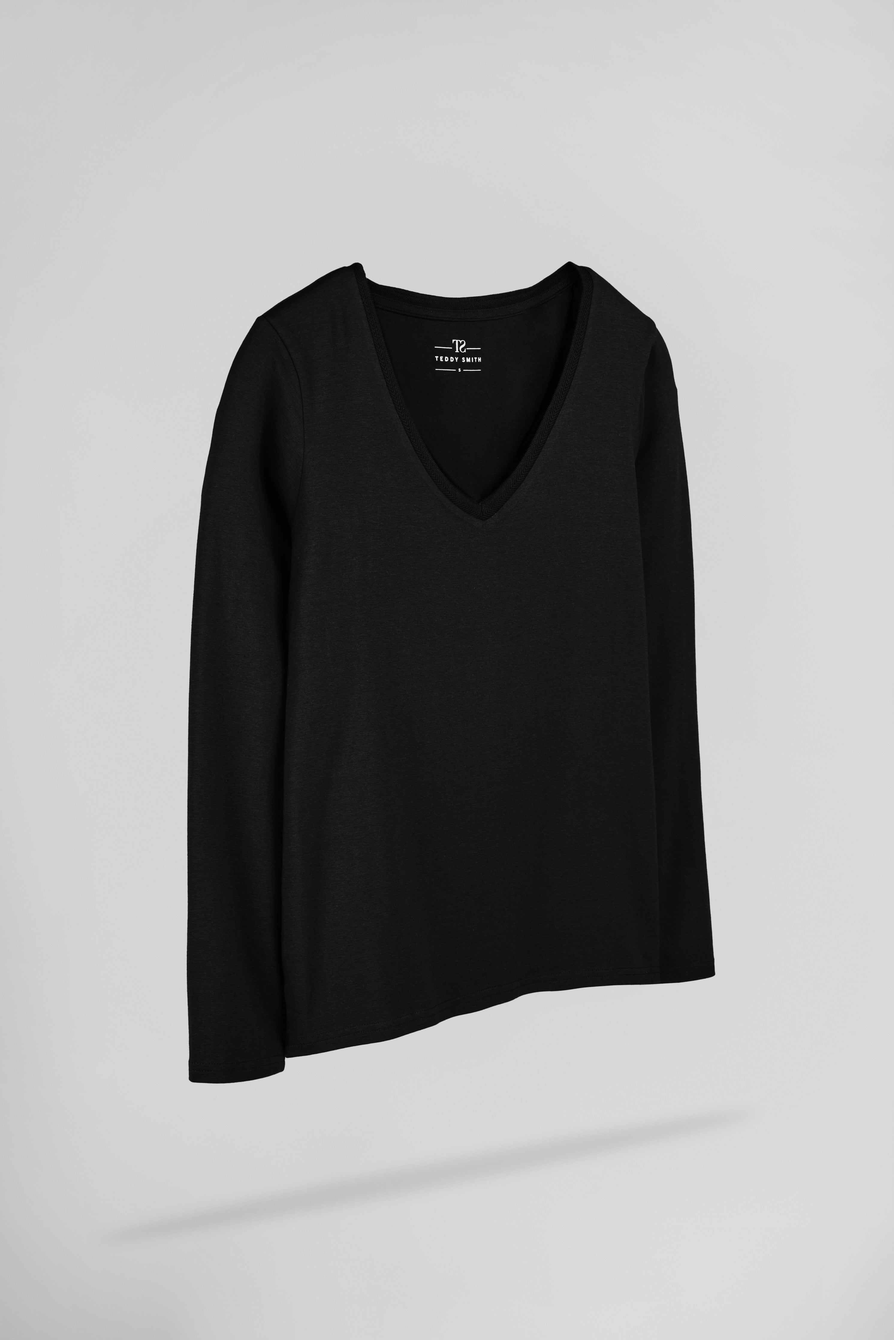Teddy Smith T-Miana ML t-shirt col V noir modal