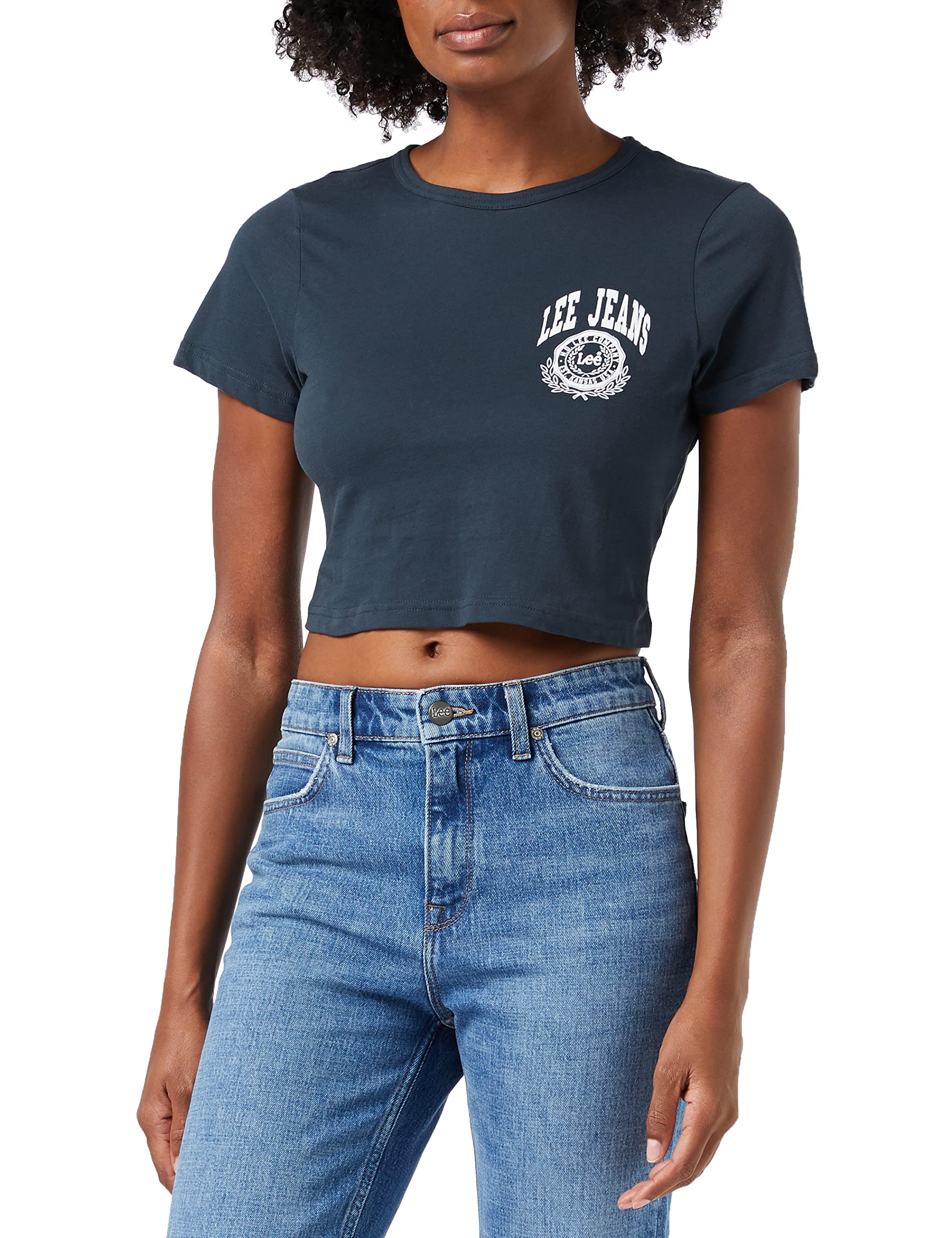 Lee Shrunken Cropped t-shirt femme gris thé XS