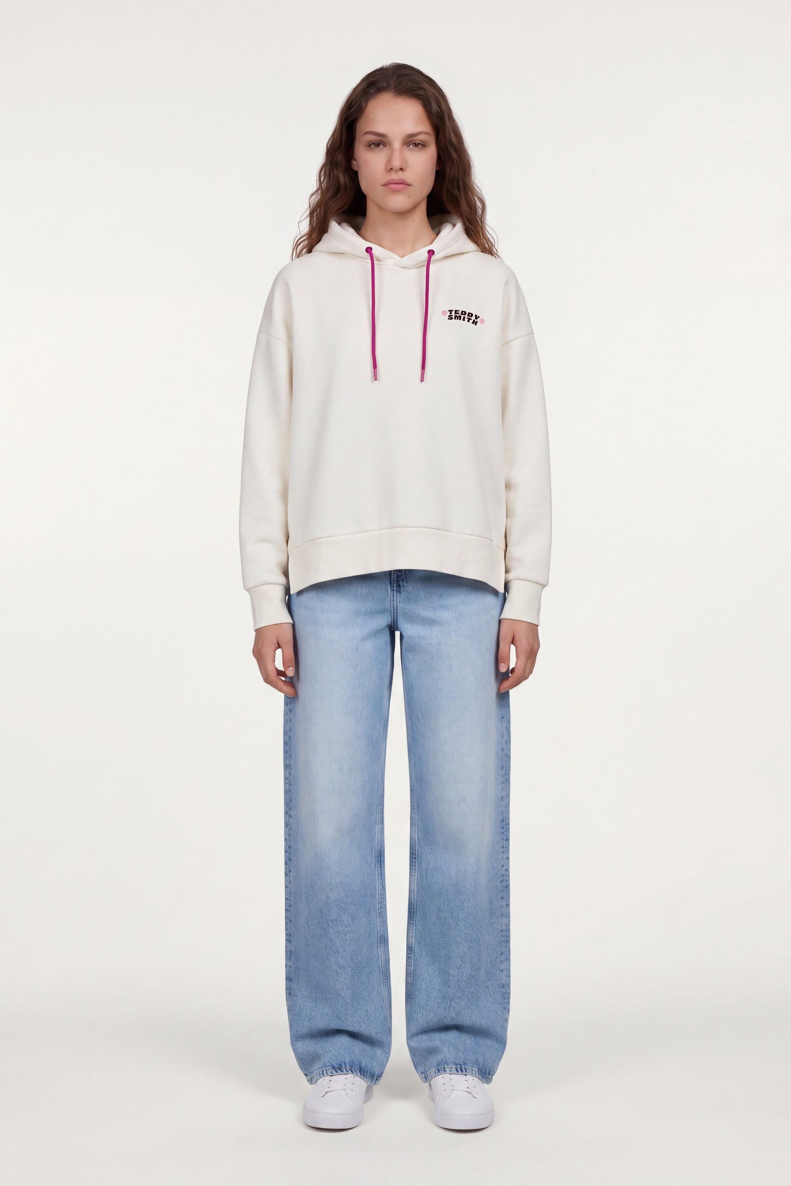 Teddy Smith S-Bird Hoody sweat capuche blanc femme brodé