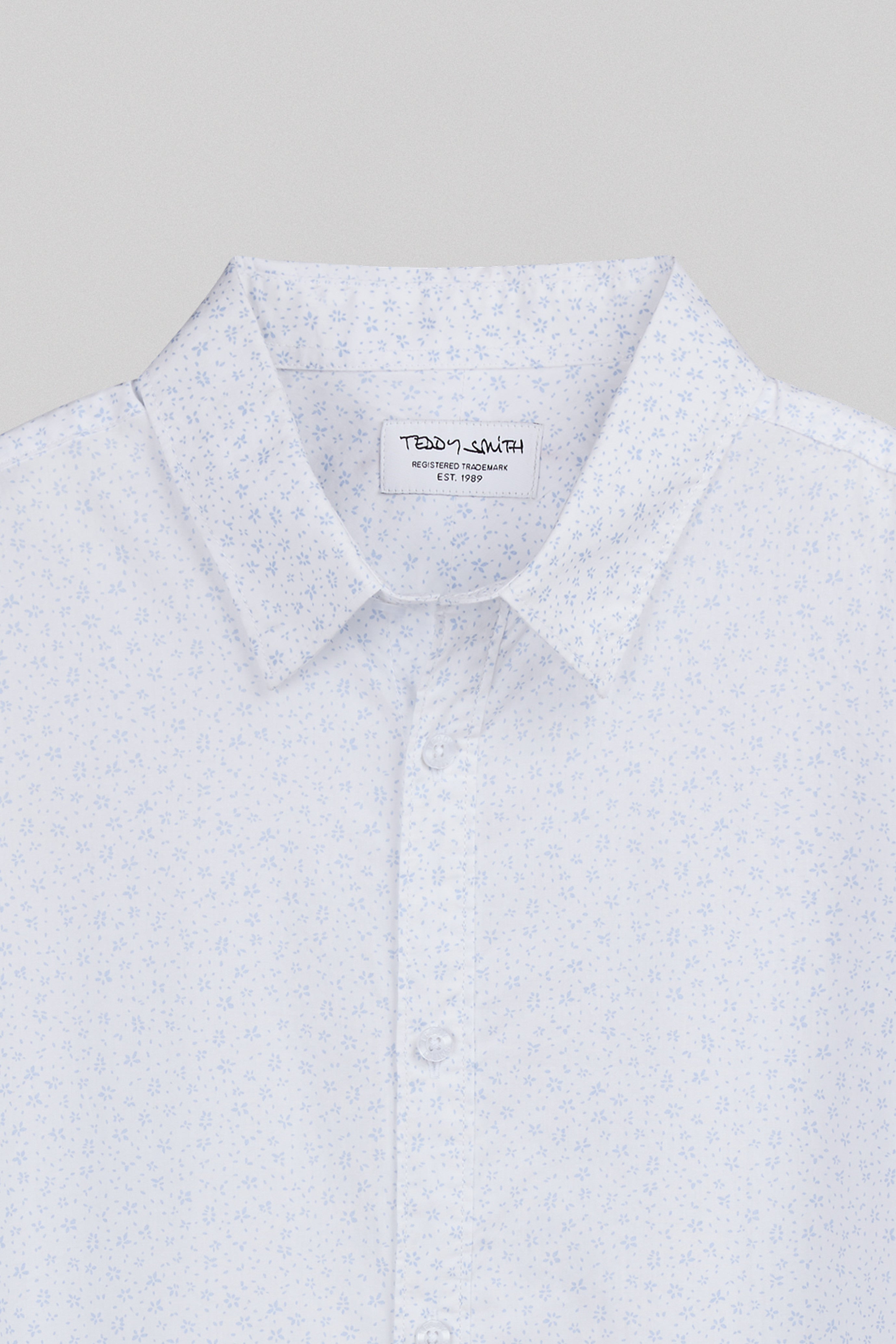 Teddy Smith Carton ML Chemise homme cintrée blanc imprimé