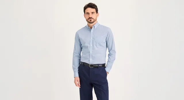 Dockers Signature Stain Defender chemise bleue Slim manches longues