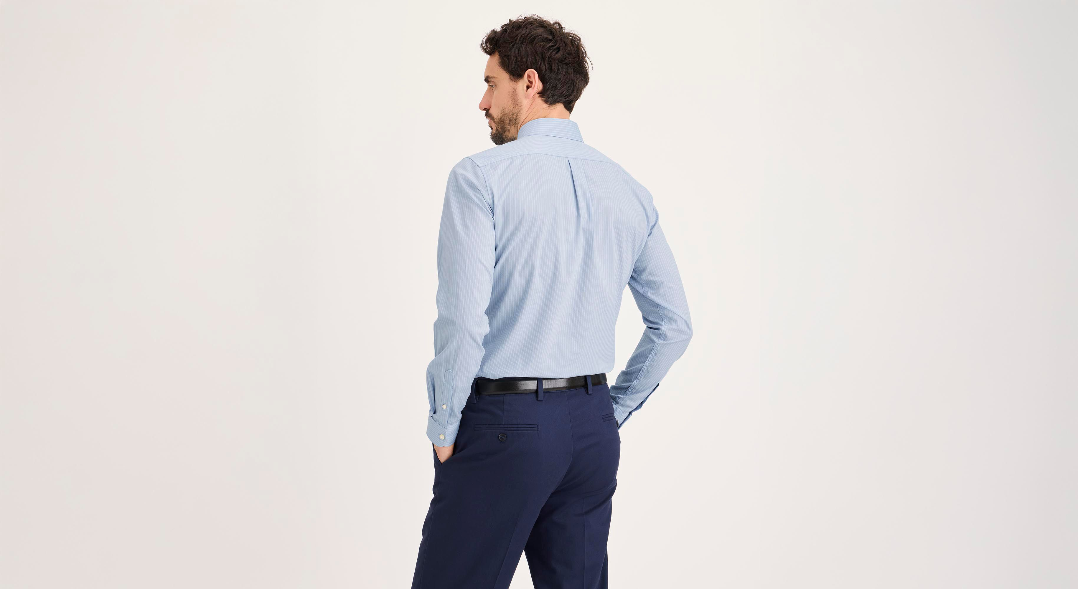 Dockers Signature Stain Defender chemise bleue Slim manches longues