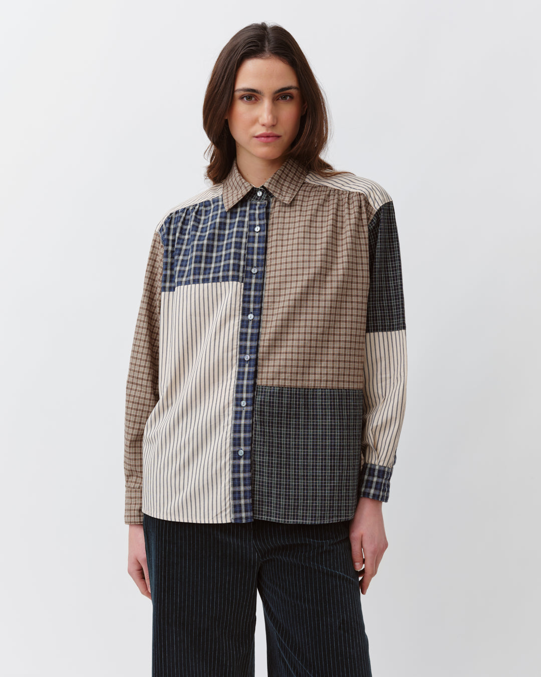 DIEGA CABIA chemise multicolore carreaux rayures