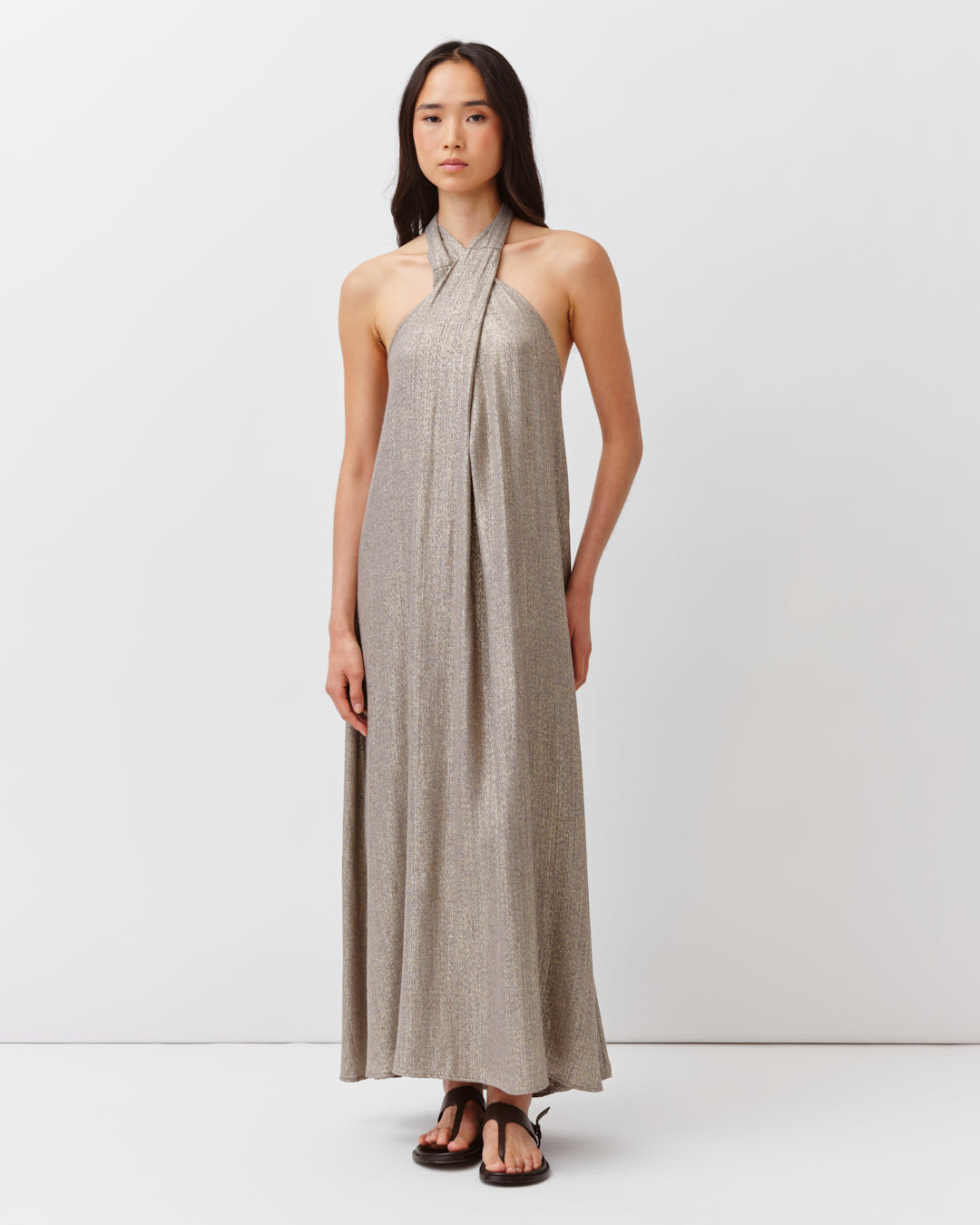 DIEGA Ranza robe dorée longue fluide