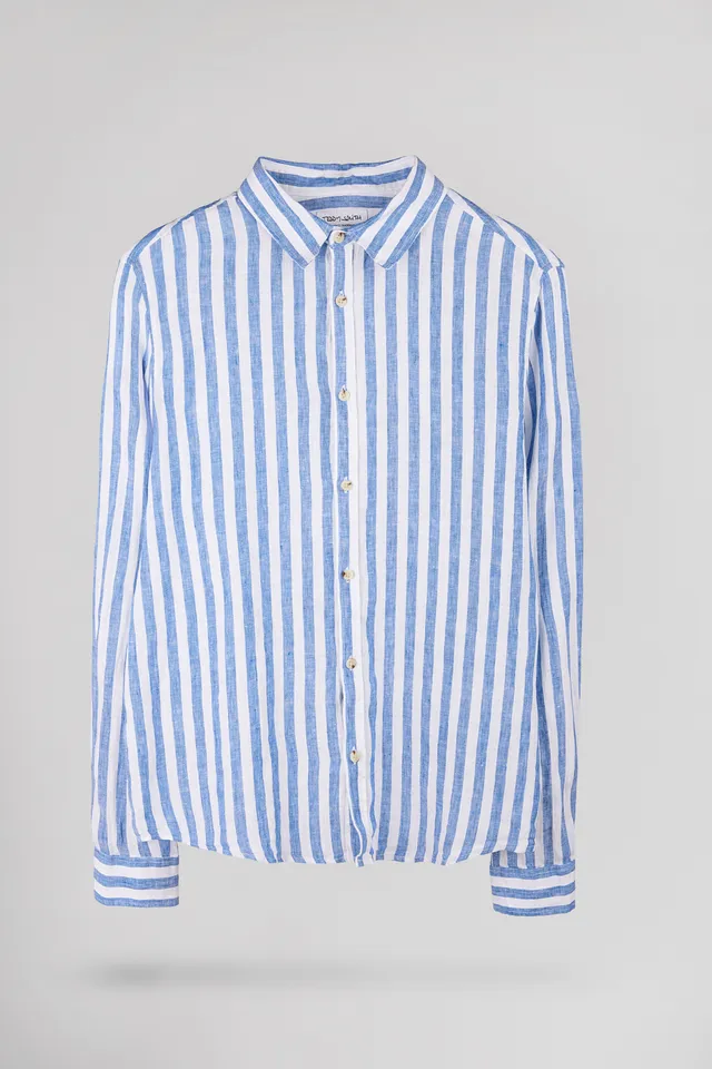Teddy Smith C-Linen Stripe chemise lin homme bleu intense