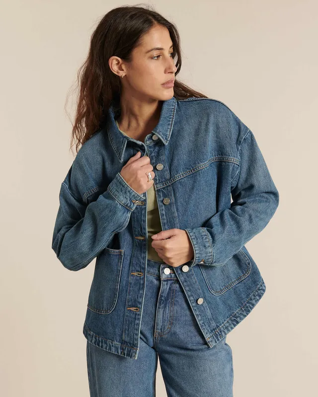 Labdip Betty IN 30 Mid Blue veste worker jean bleu ample