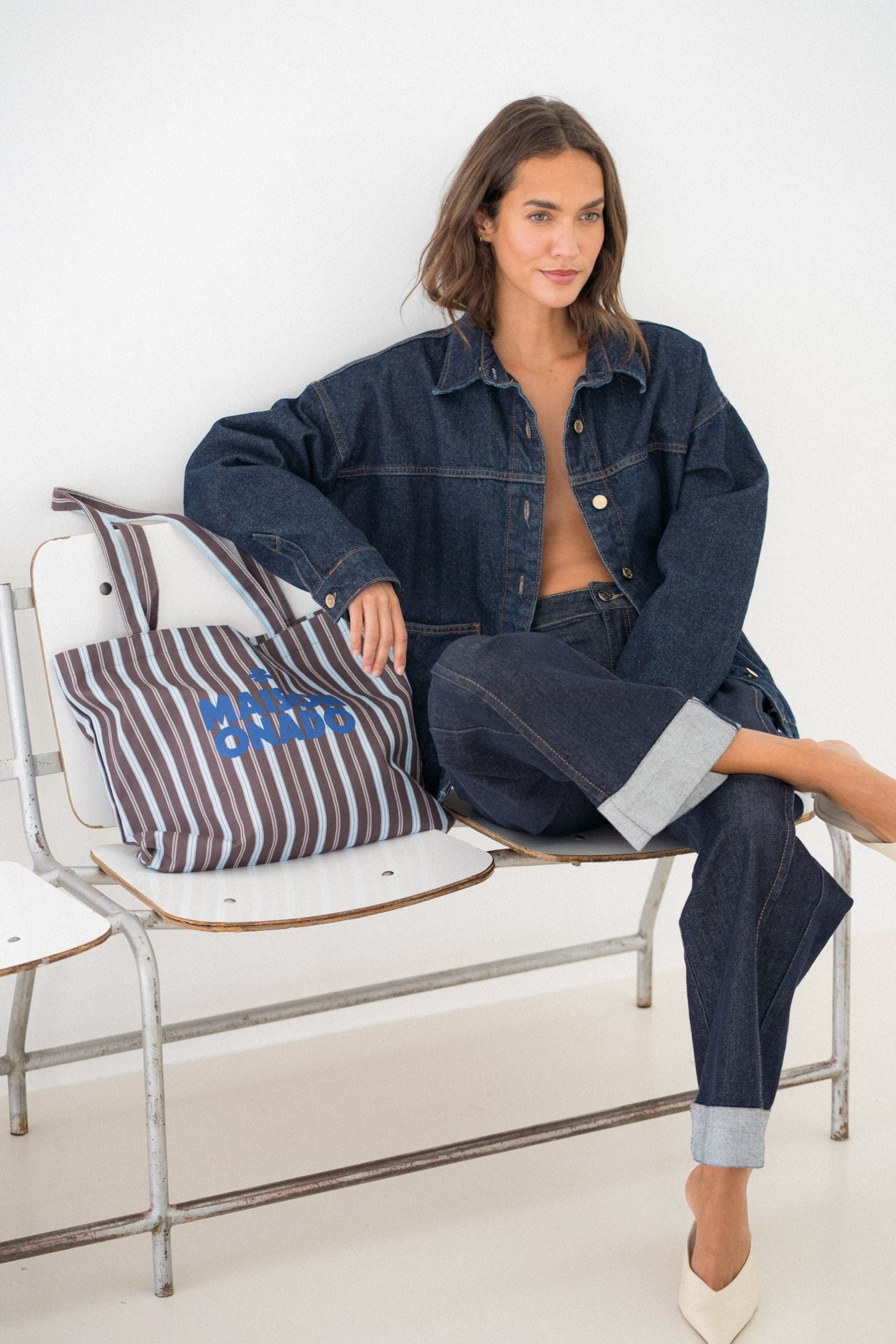 Maison Onado Love jean wide bleu brut revers