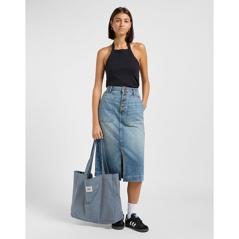 Lee Patch Pocket Midi Skirt jupe 32W bleu moyen