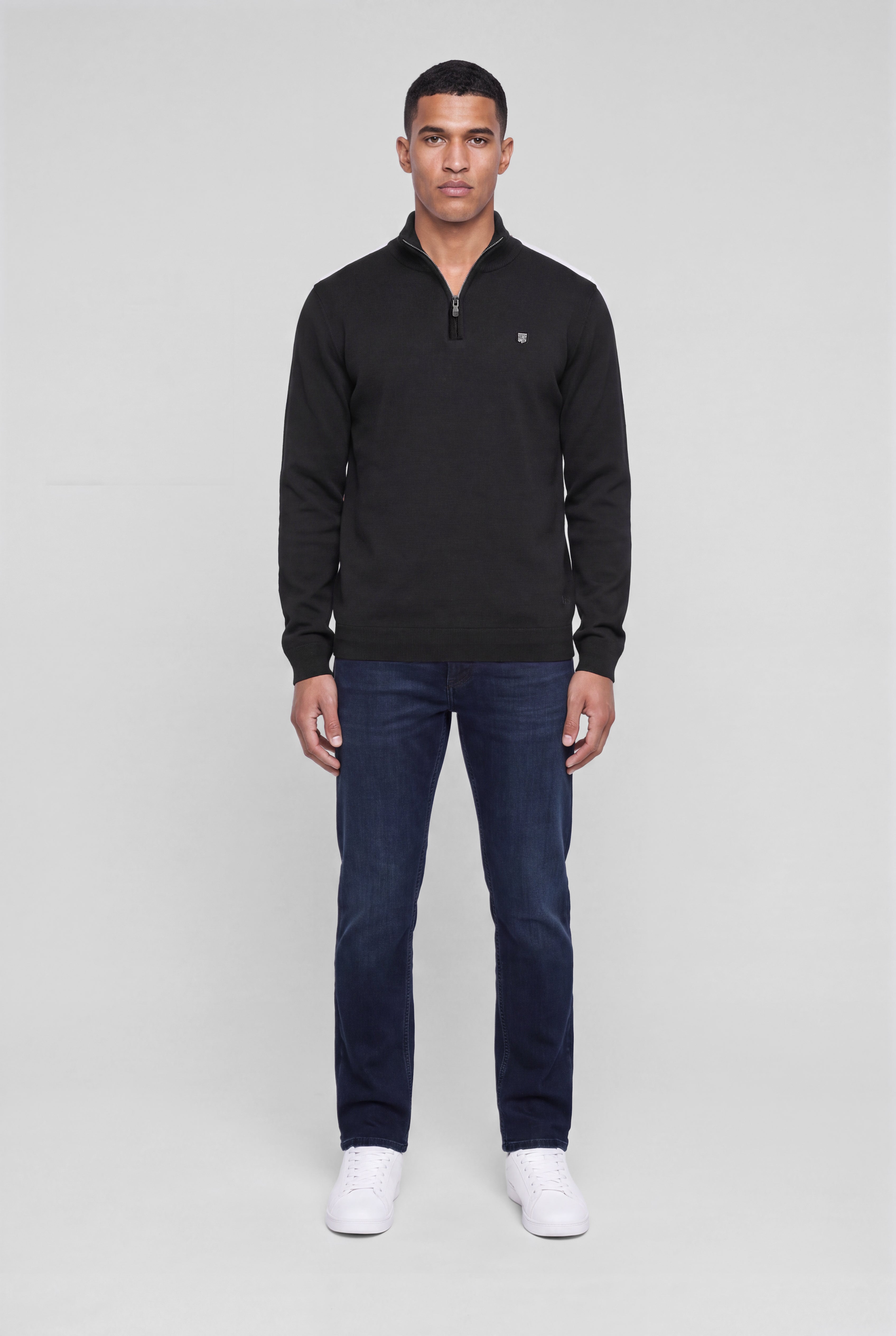 Teddy Smith P-Marty 2 pull col zippé charbon maille fine
