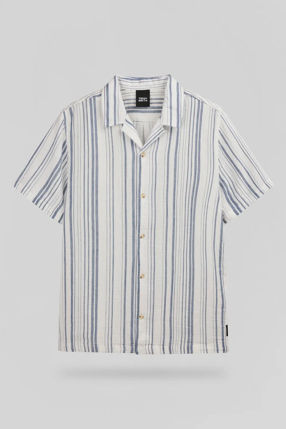 TEDDY SMITH C-CELESTIO MC chemise rayée indigo