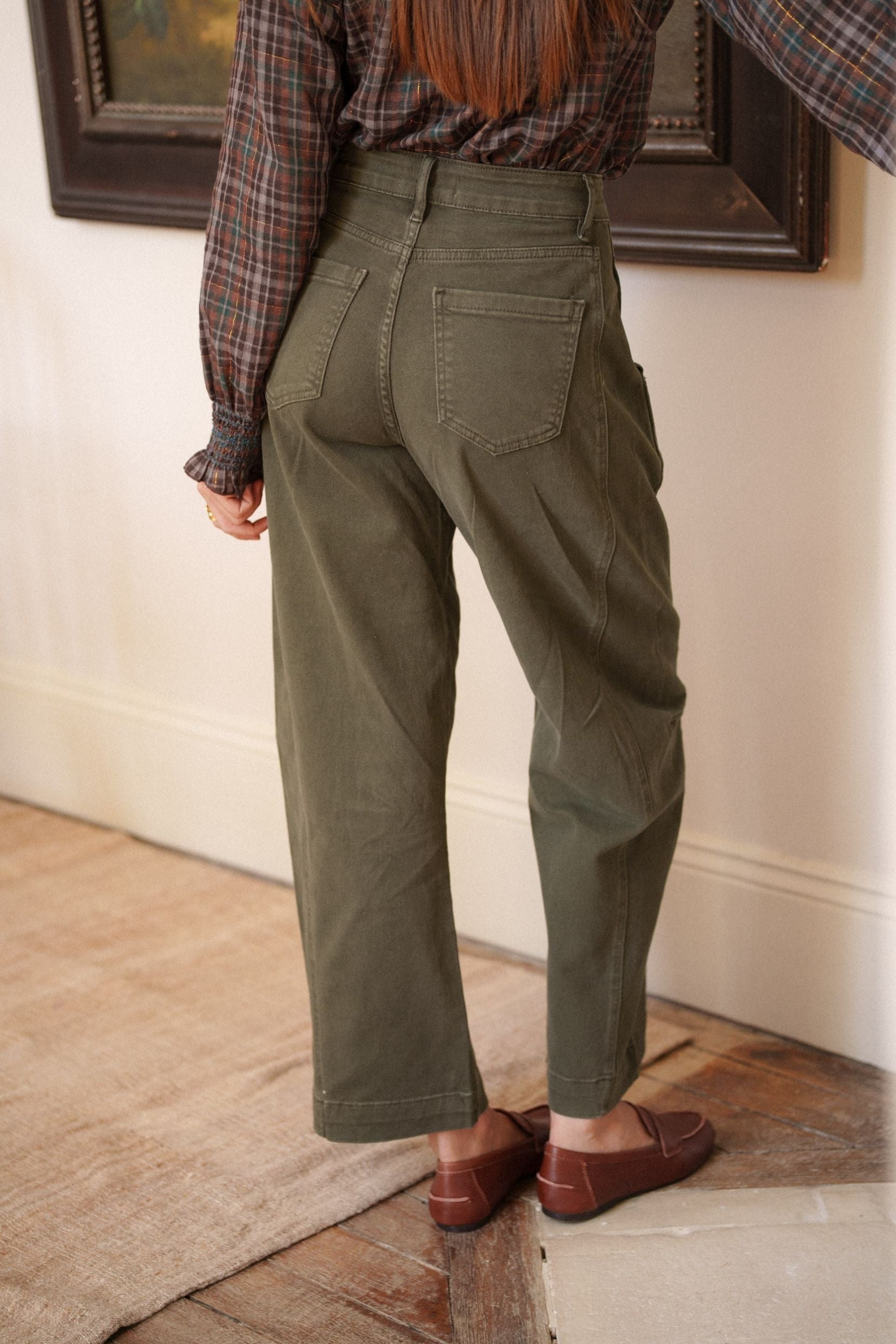 Maison Onado Siméon jean barrel kaki taille haute