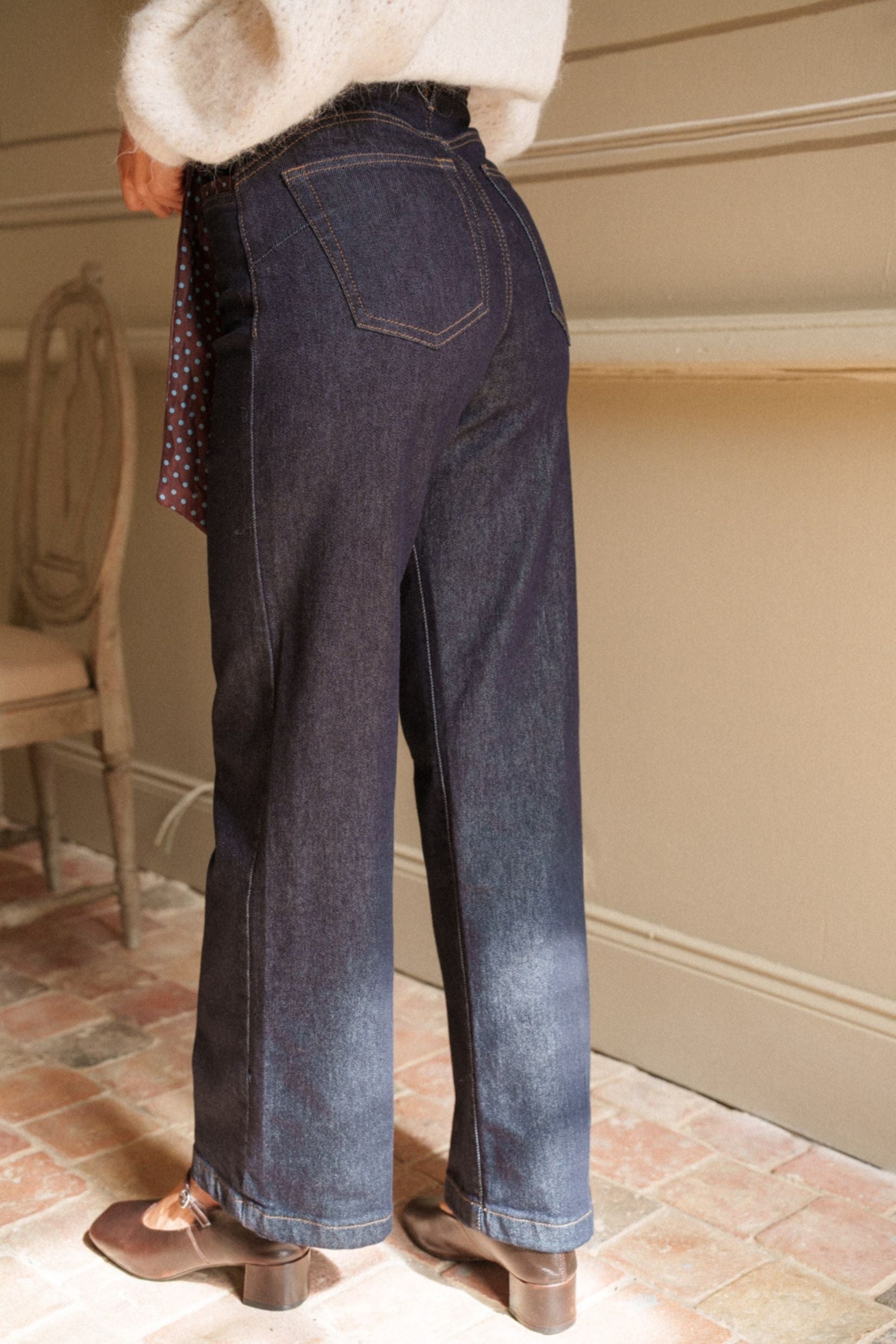 Maison Onado Léon jean wide brut à pois