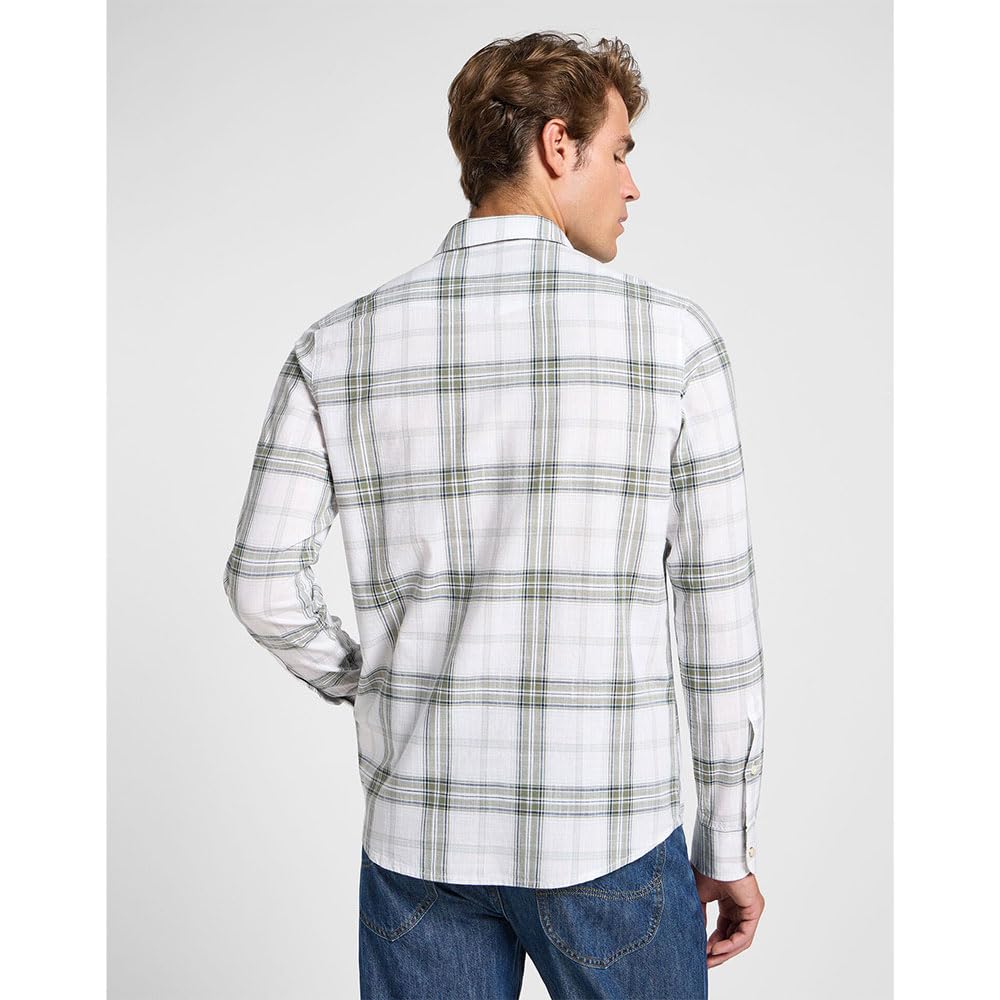Lee Clean Western Shirt chemise homme M carreaux blanc bleu