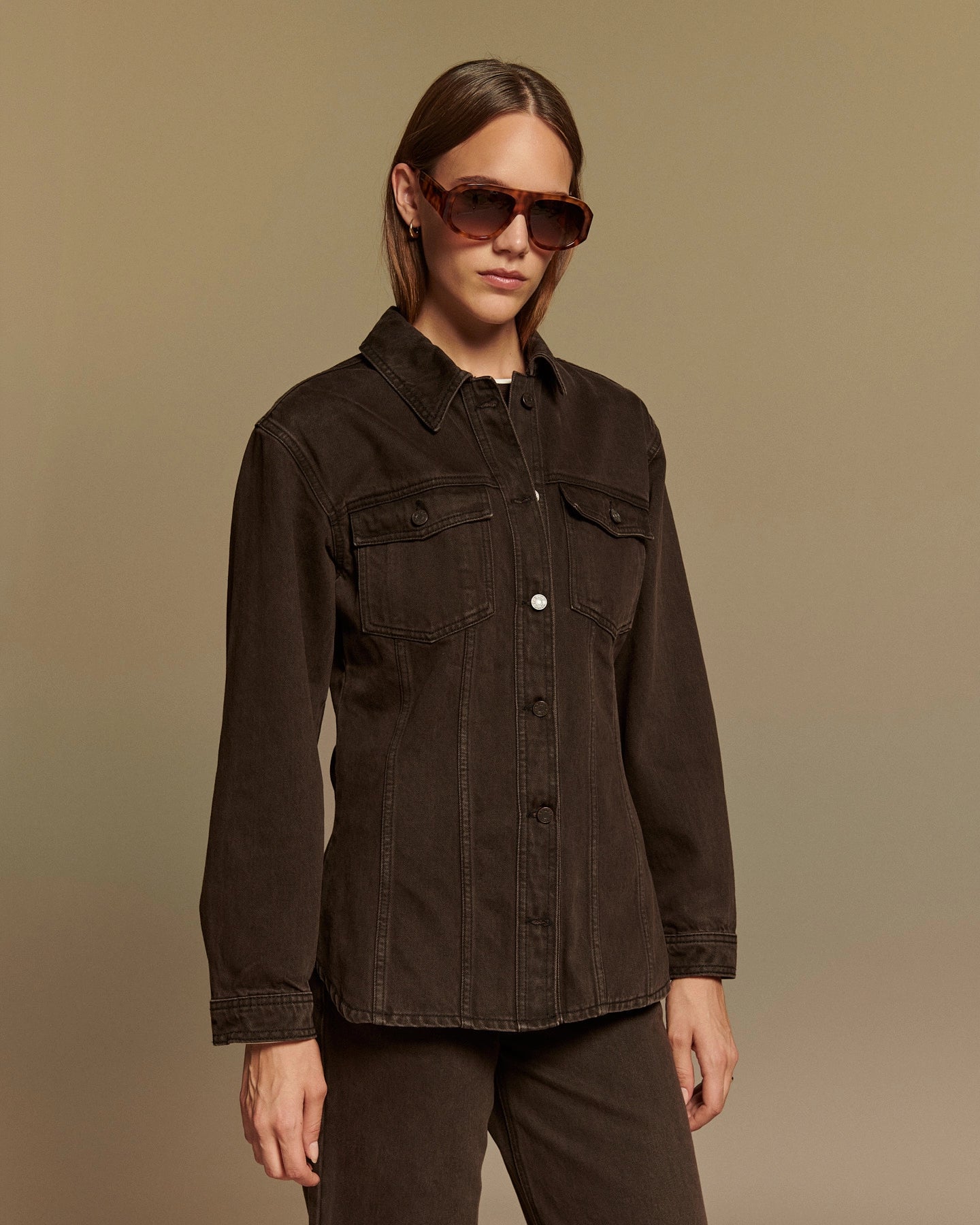 Labdip Dixon Denim Black Coffee chemise western droite coton