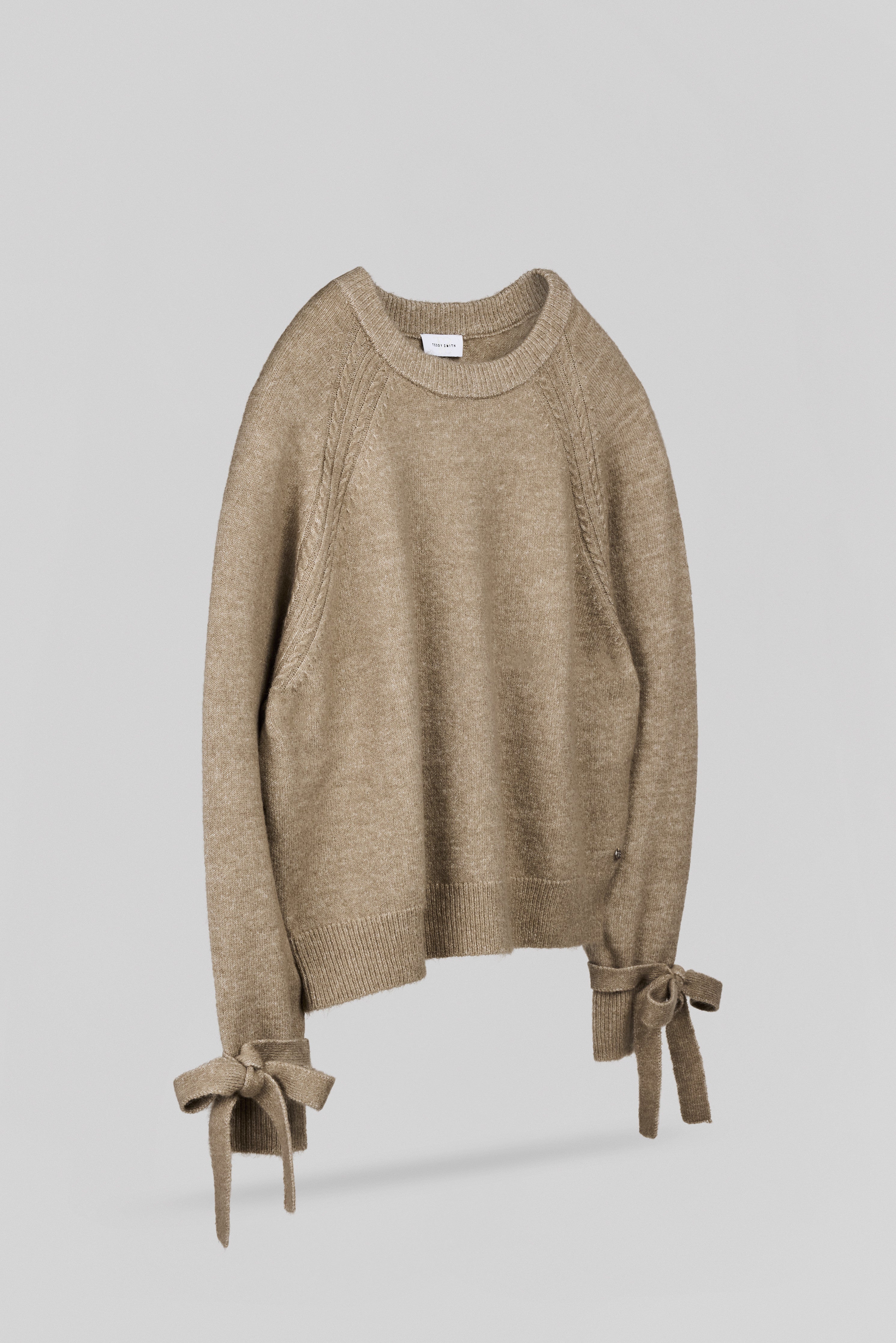 Teddy Smith P-Loki pull maille wolf beige noeuds poignets