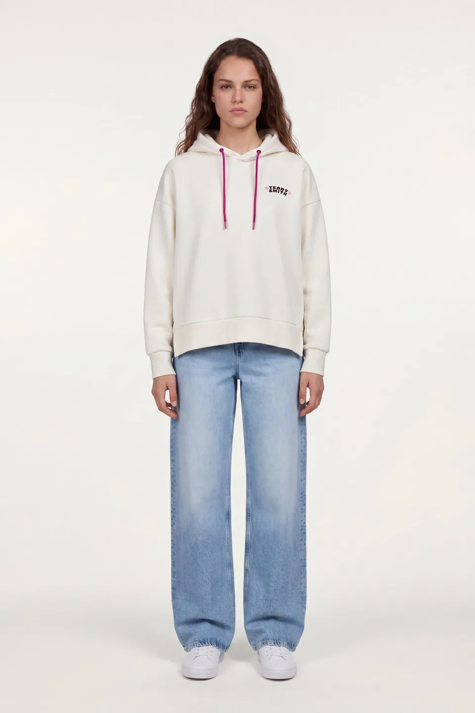 Teddy Smith S-Bird Hoody sweat capuche blanc femme brodé
