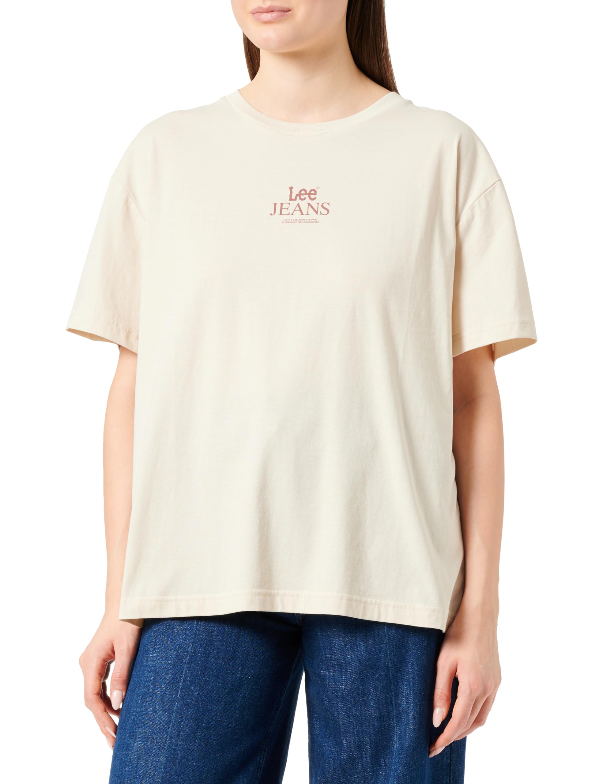 Lee Graphic Crew T-shirt femme beige soy bean col ras-du-cou