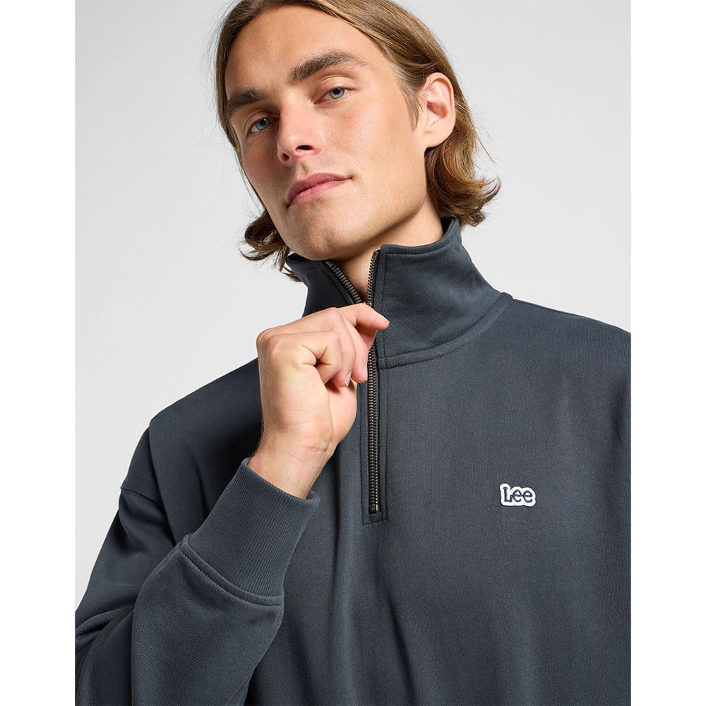 Lee Half Zip Sweatshirt sweat homme noir délavé L coton