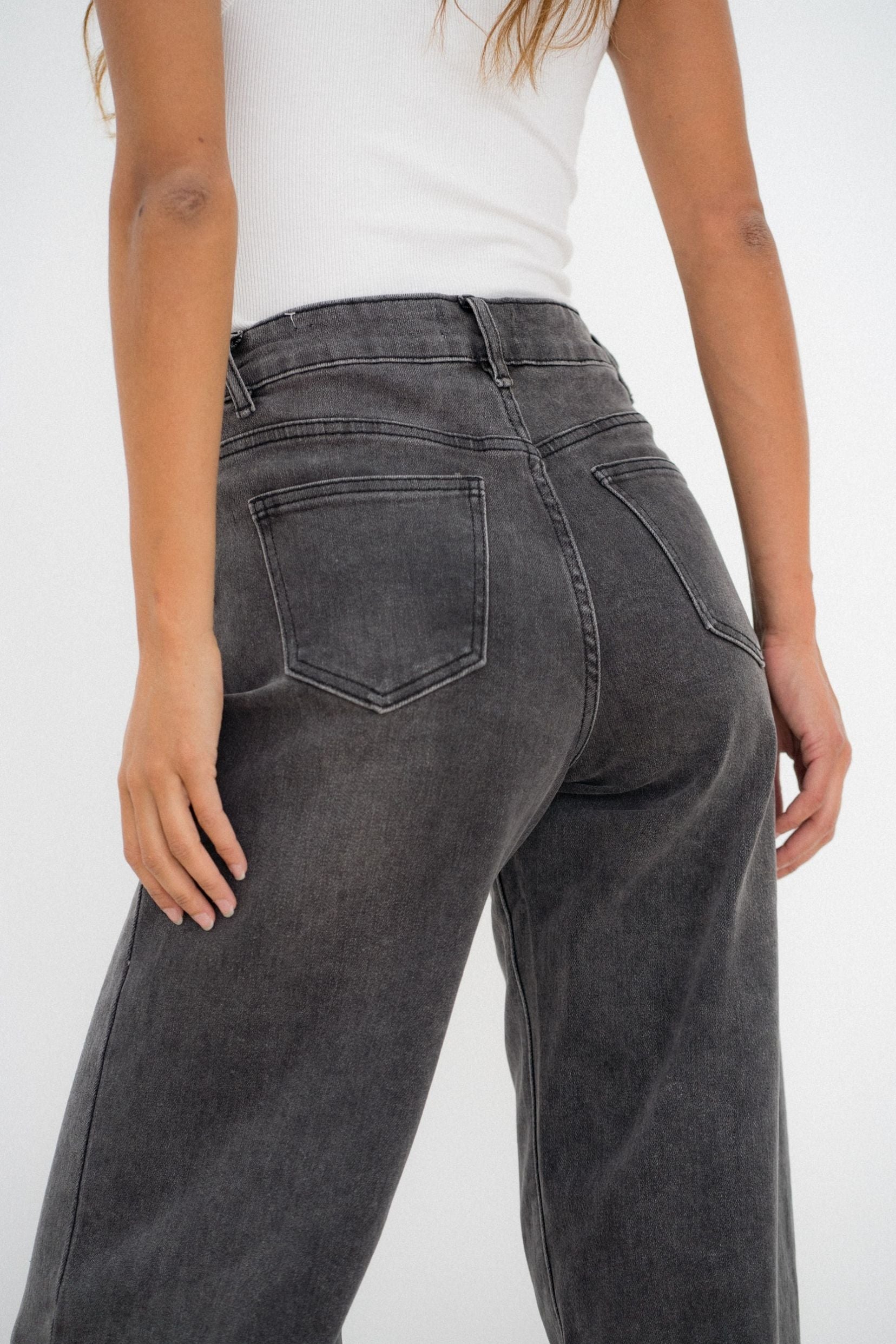 Maison Onado Philice jean wide leg gris délavé coton