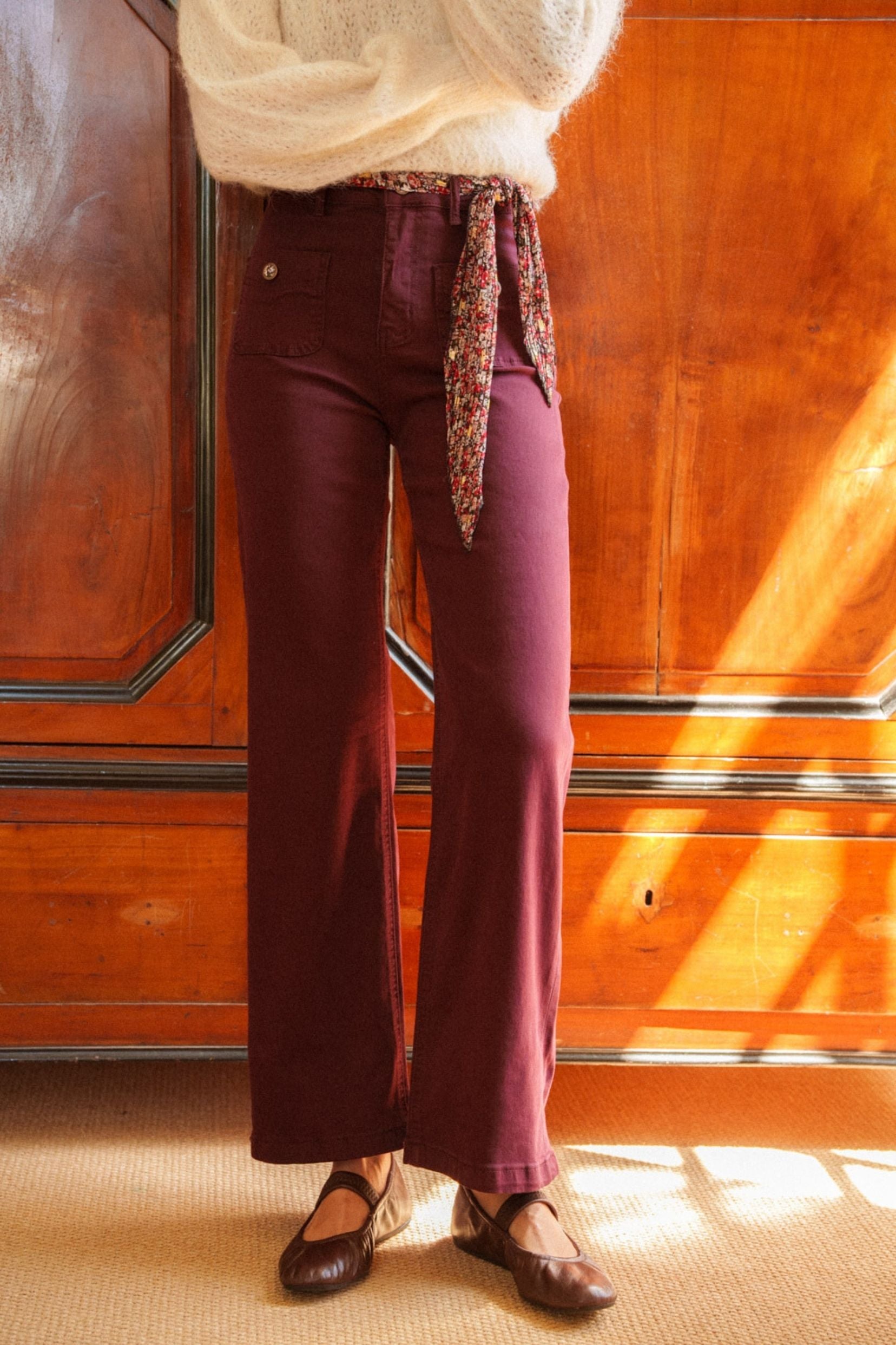 Maison Onado Gaby pantalon bordeaux taille haute