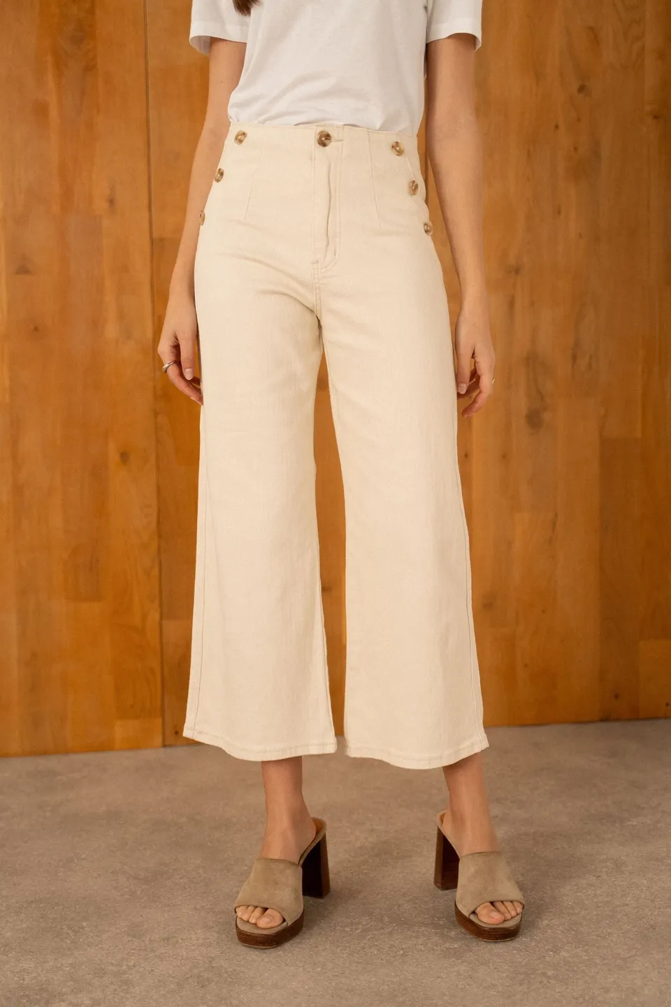 Maison Onado Lorine jean wide beige taille haute