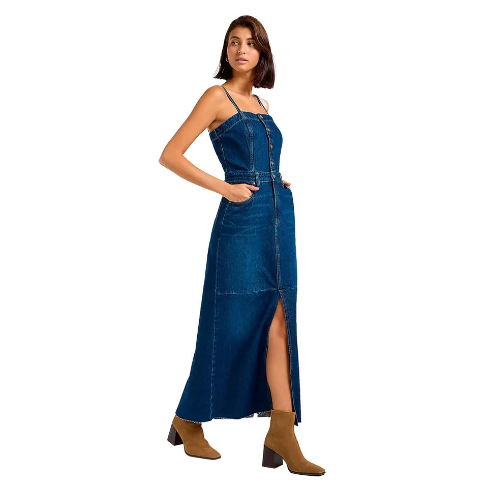 Lee Maxi Denim Dress robe femme Dark Fusion denim
