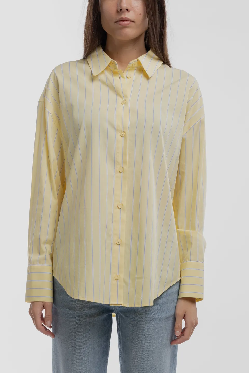 Teddy Smith C-CHARLINA chemise jaune citron rayée oversize