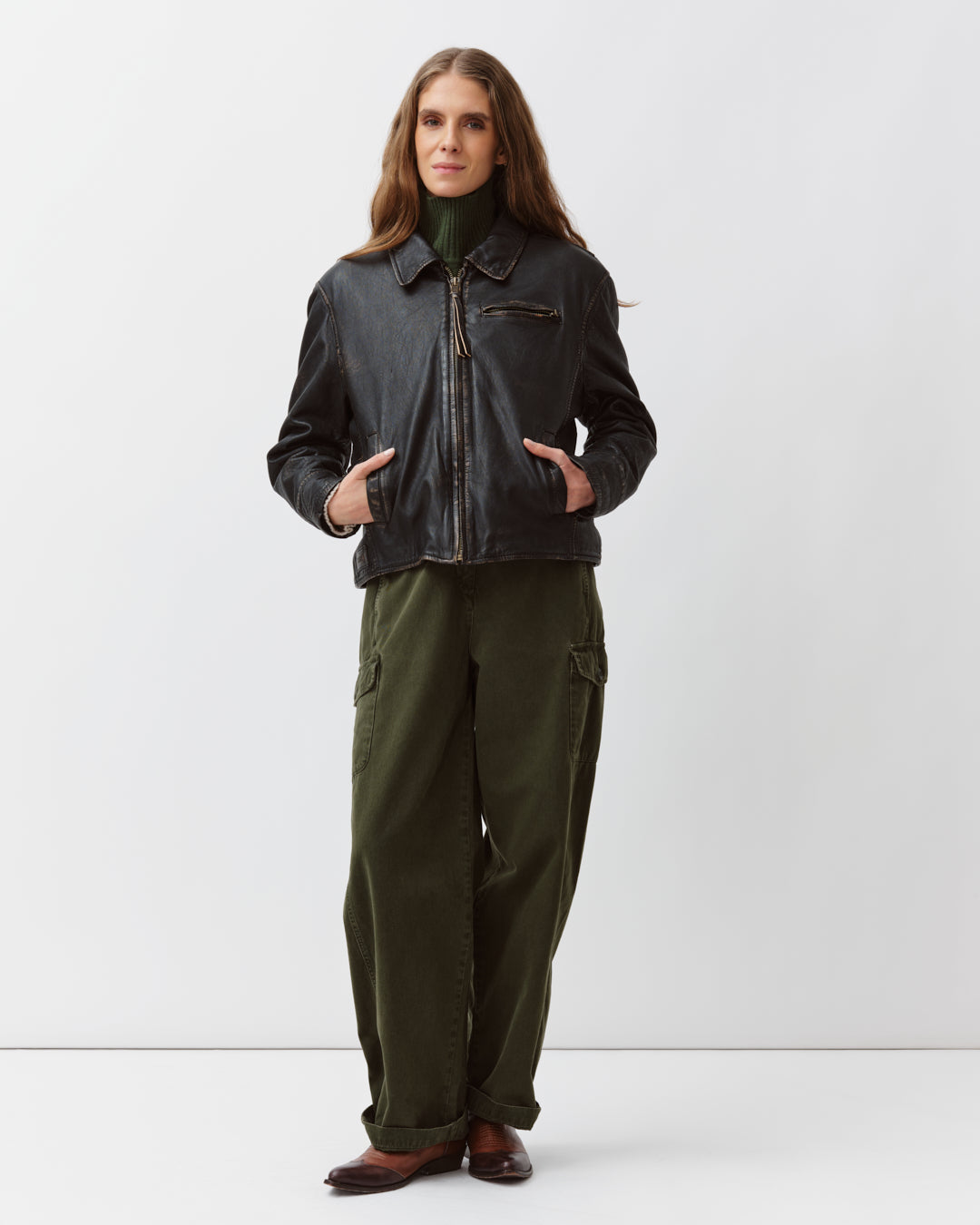 Diega Baristo blouson cuir noir beige mouton