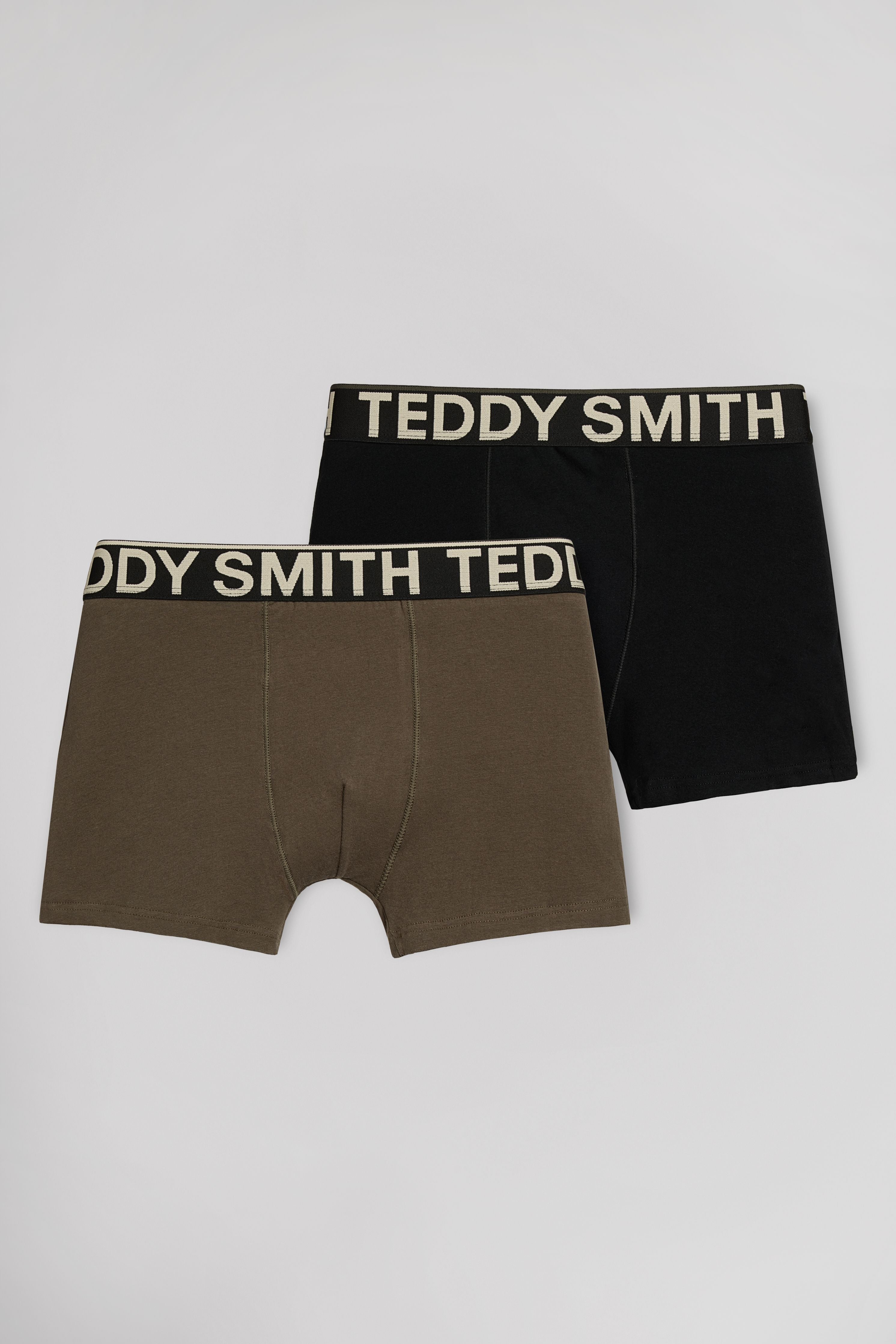 Teddy Smith boxers homme noir kaki lot de 2 coton