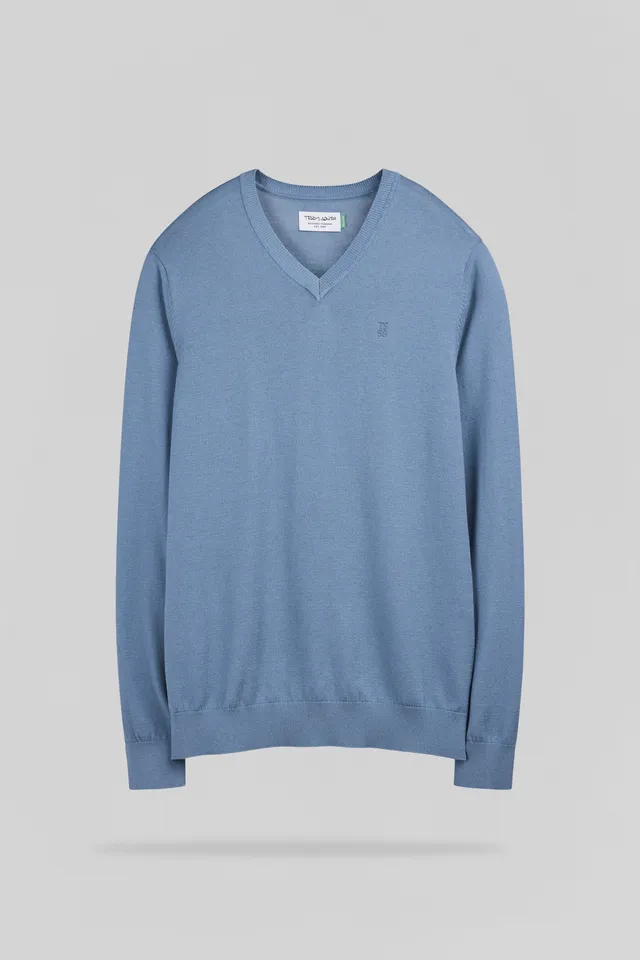 Teddy Smith P-Martin pull col V bleu minéral slim