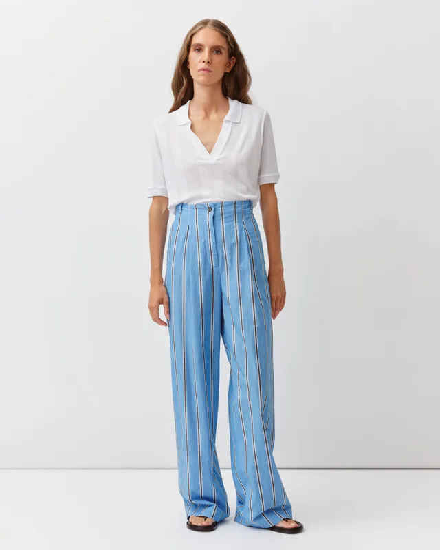 Diega Pirano pantalon bleu chocolat 7/8