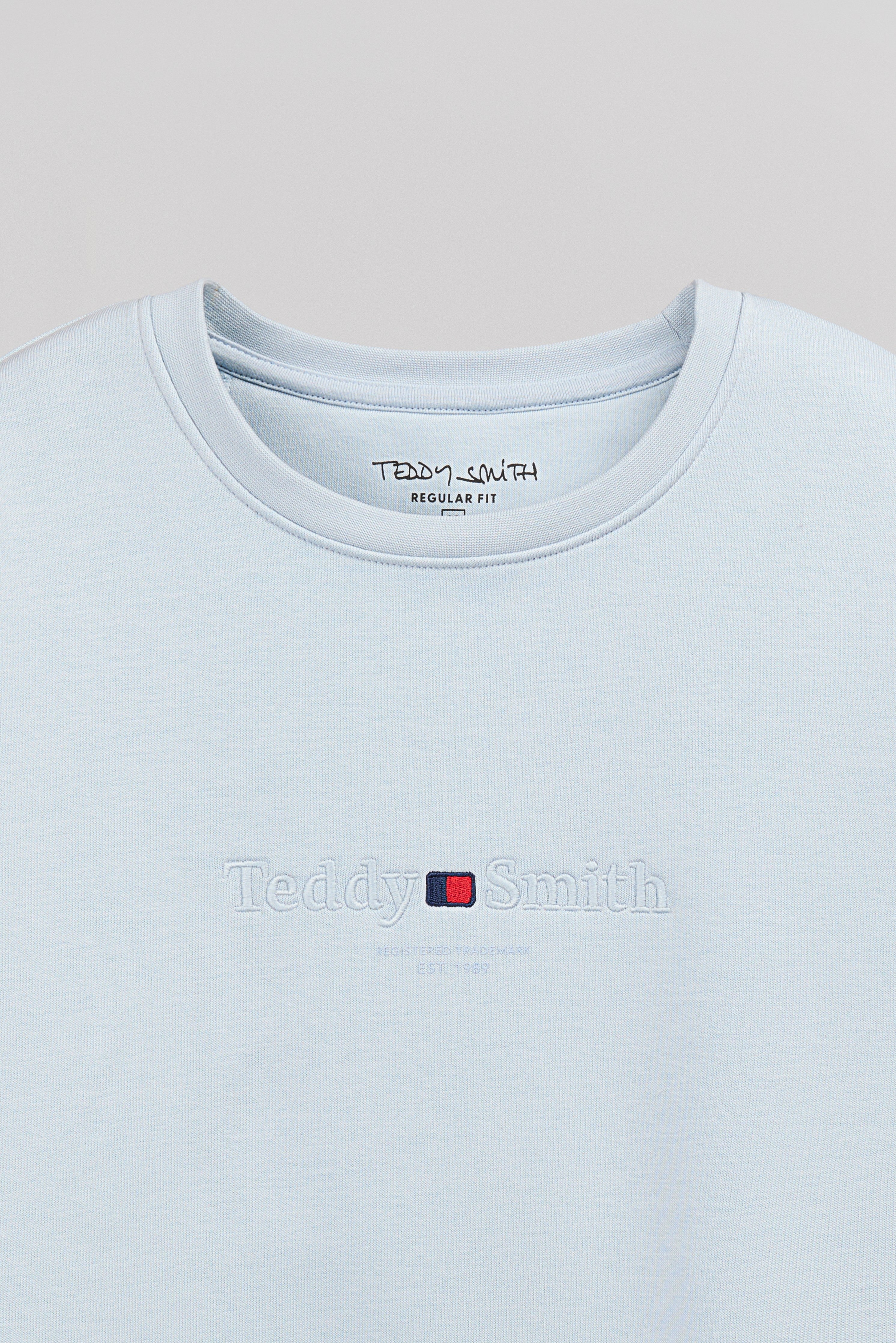 Teddy Smith S-Jim sweat col rond bleu pastel homme