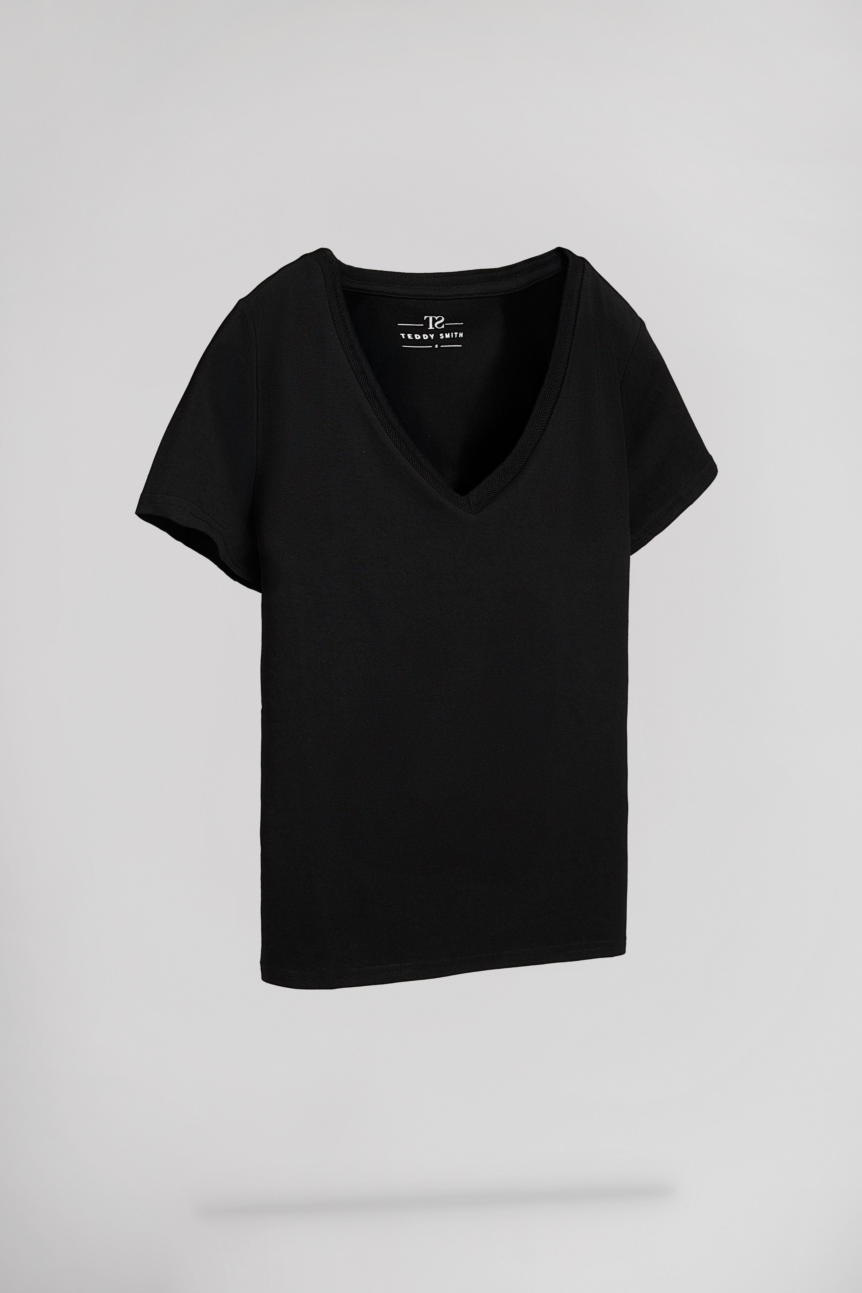 Teddy Smith T-Mia MC t-shirt col V noir coton modal