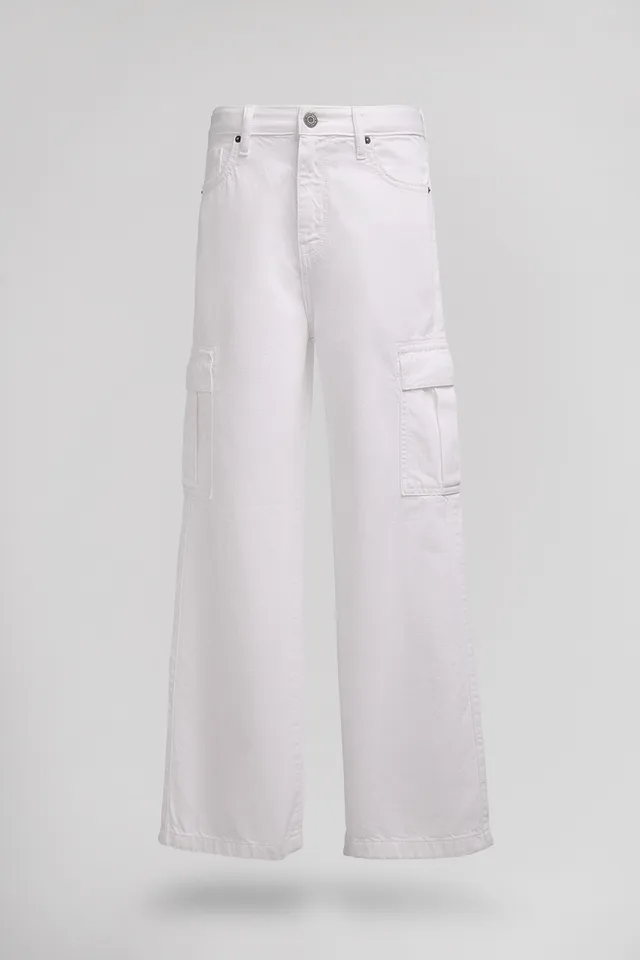 Teddy Smith P-Electra Cargo pantalon large blanc fille