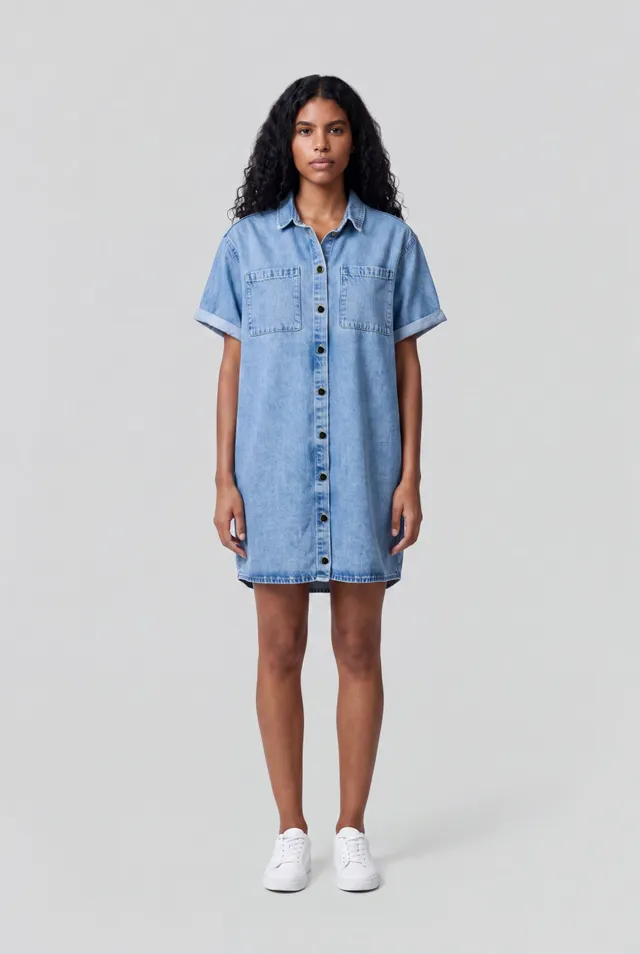 Teddy Smith R-Blossom MC robe denim indigo clair ample