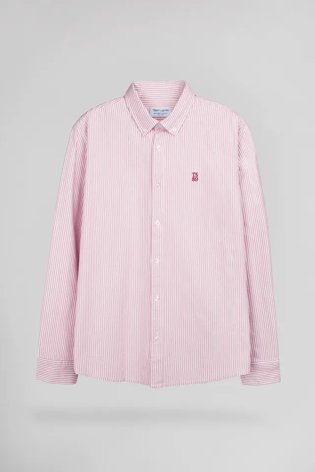 Teddy Smith C-Stanley ML chemise homme rouge rayures oxford
