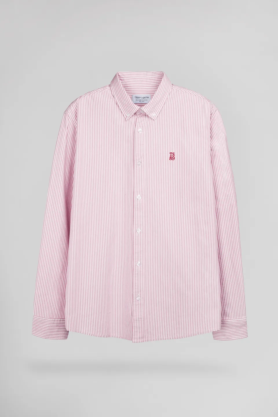 Teddy Smith C-Stanley ML chemise homme rouge rayures oxford