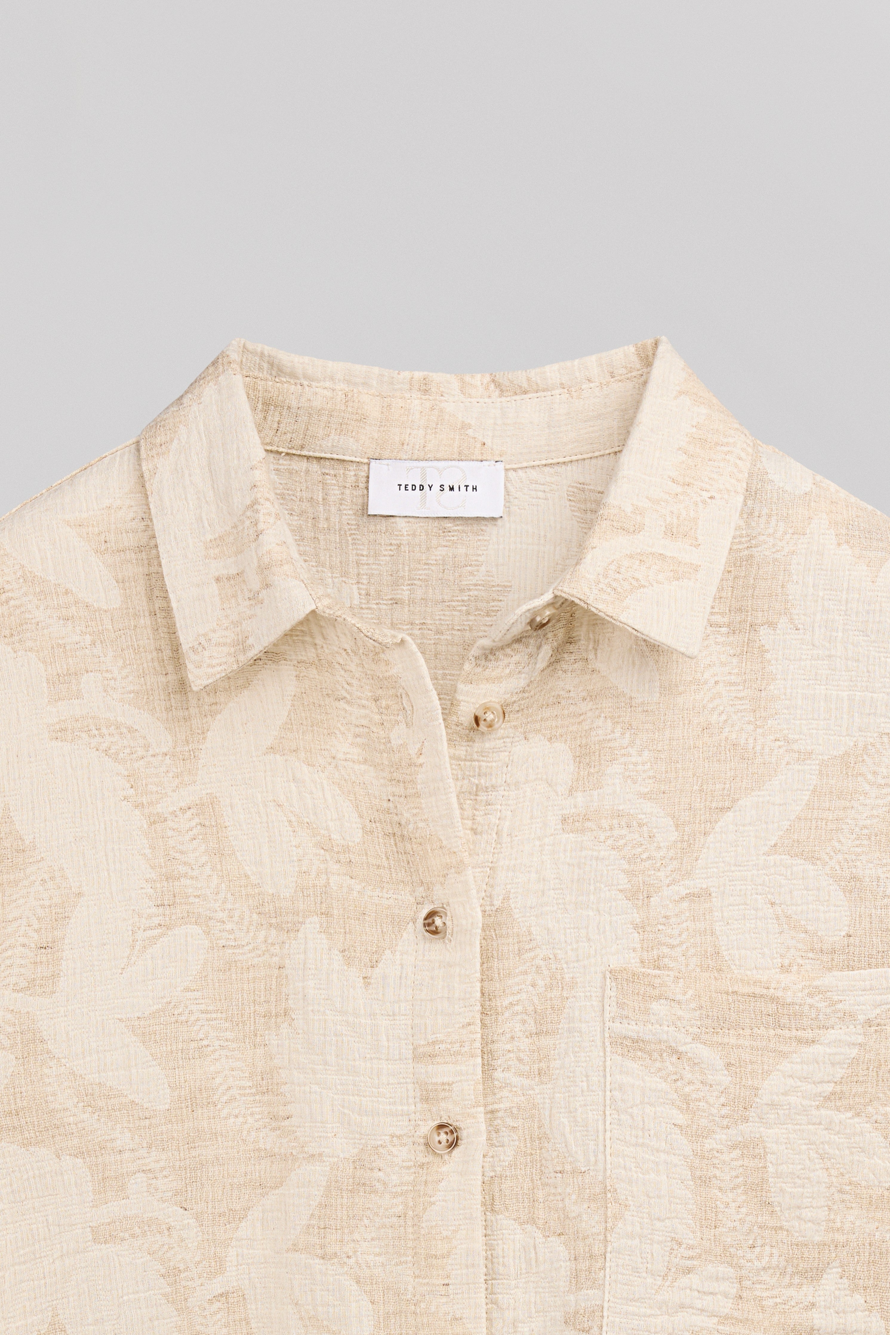 Teddy Smith C-Floral chemise grege lin manches courtes