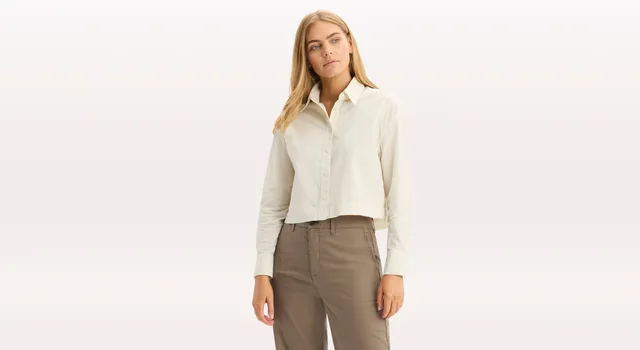 Dockers Boxy Cropped chemise femme verte coupe ample