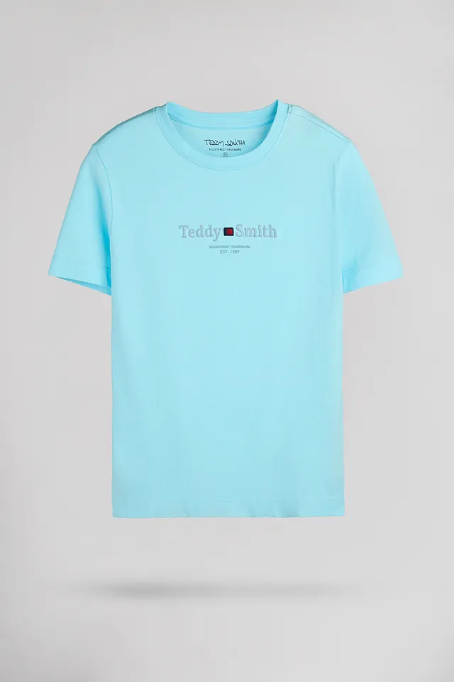 Teddy Smith T-Jim MC JR t-shirt garcon bleu lagon coton